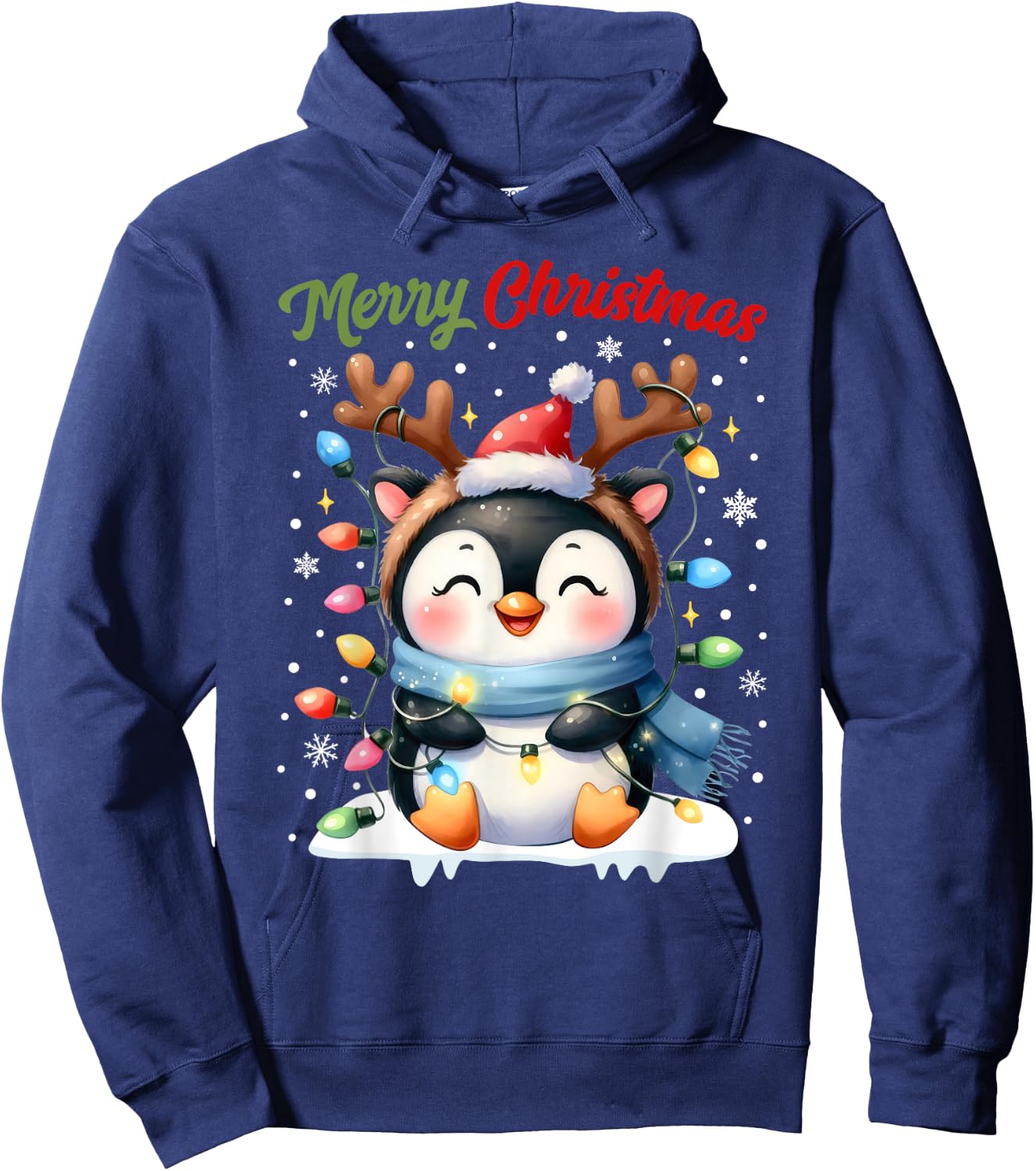 Christmas Pajamas Men Women Kids Christmas Outfit Penguin Hoodie - Hoodie | Navy