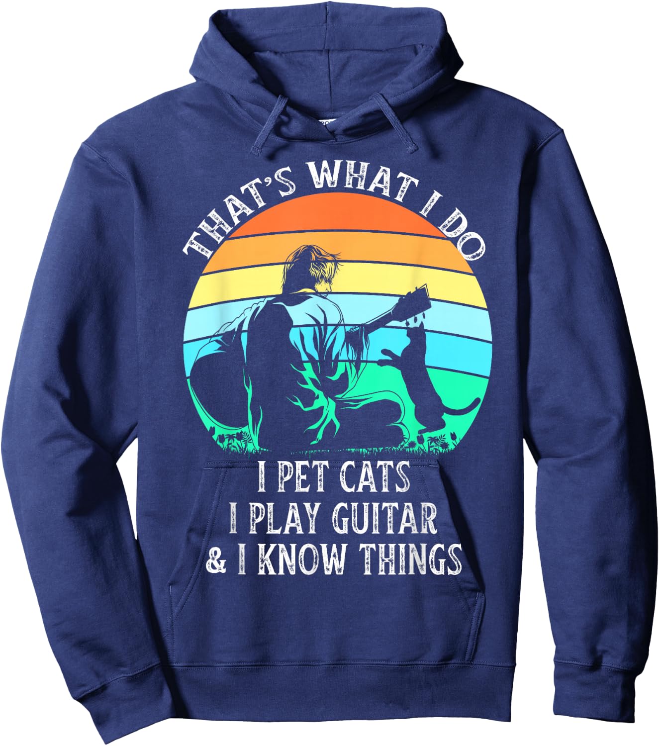 That's What I Do I Pet Cats Play Guitars Men Cat and Guitar Hoodie - Hoodie | Navy