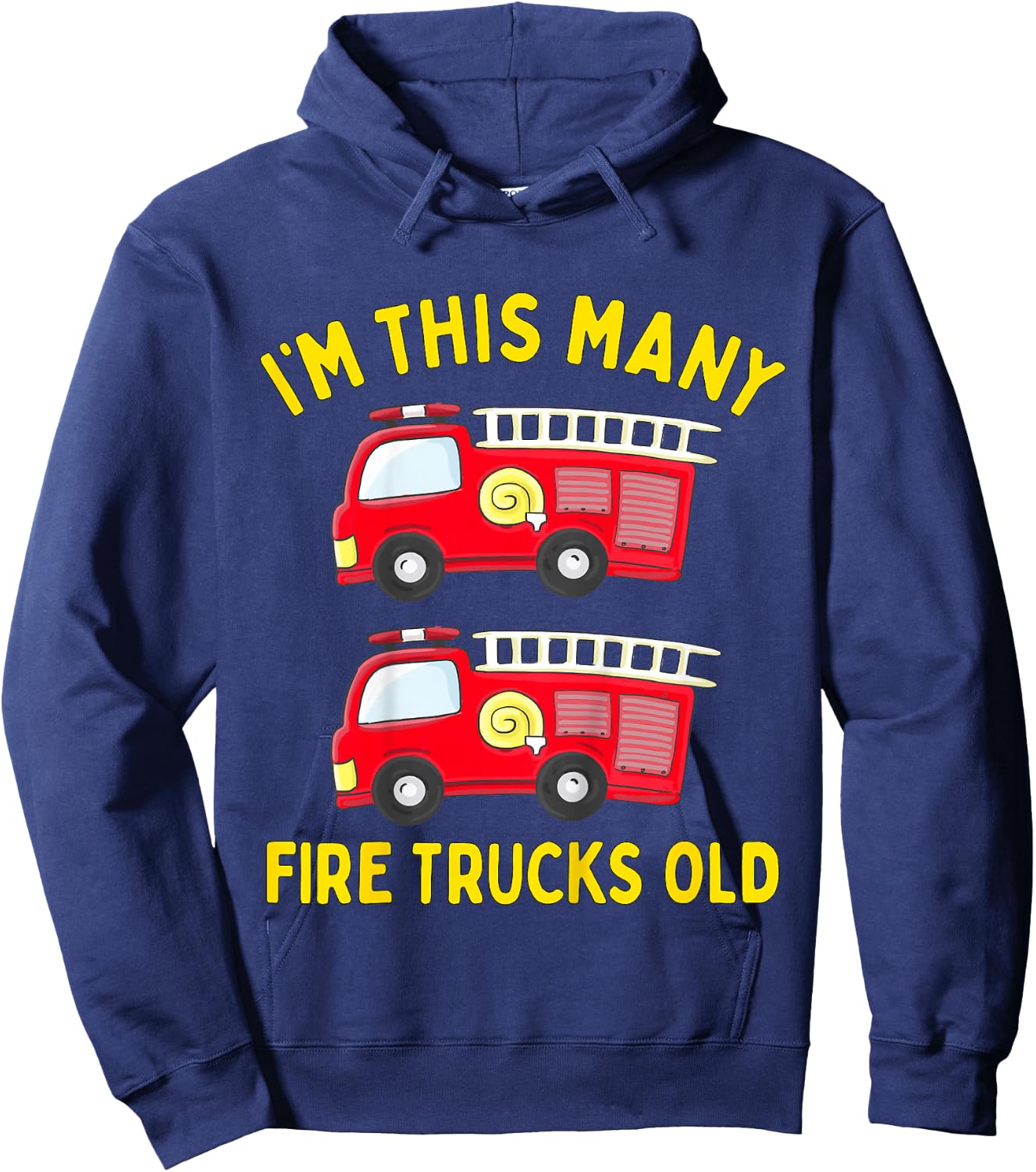 Kids Fire Truck 2nd Birthday Boy Toddler Firefighter 2 Two Hoodie - Hoodie | Navy