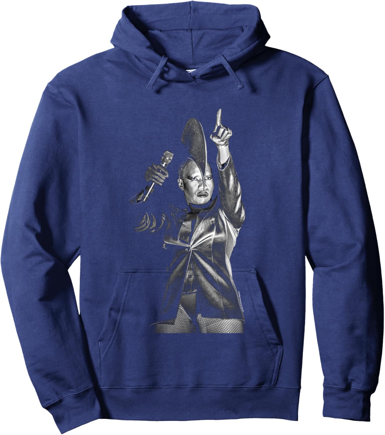 Grace Jones On Stage Black And White By Everard Smith Hoodie - Hoodie | Navy