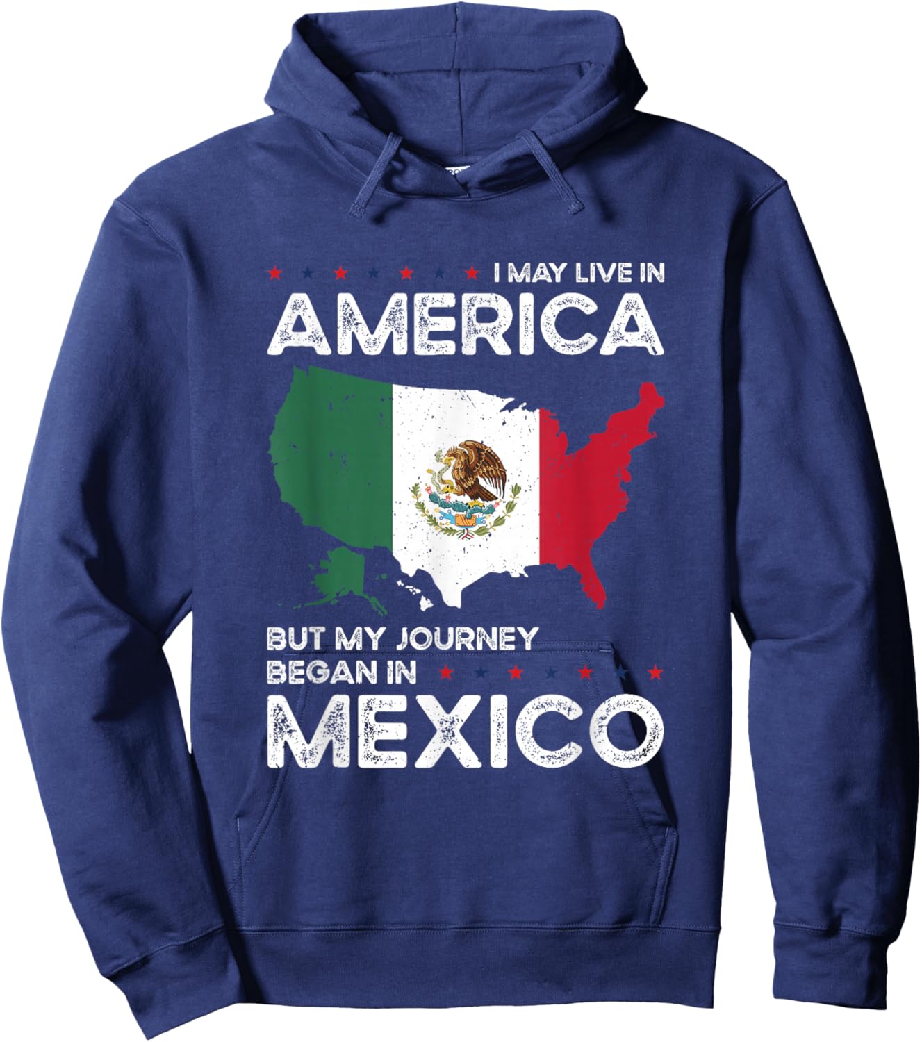 Mexican American Patriot USA Grown Mexico US Flag Hoodie - Hoodie | Navy