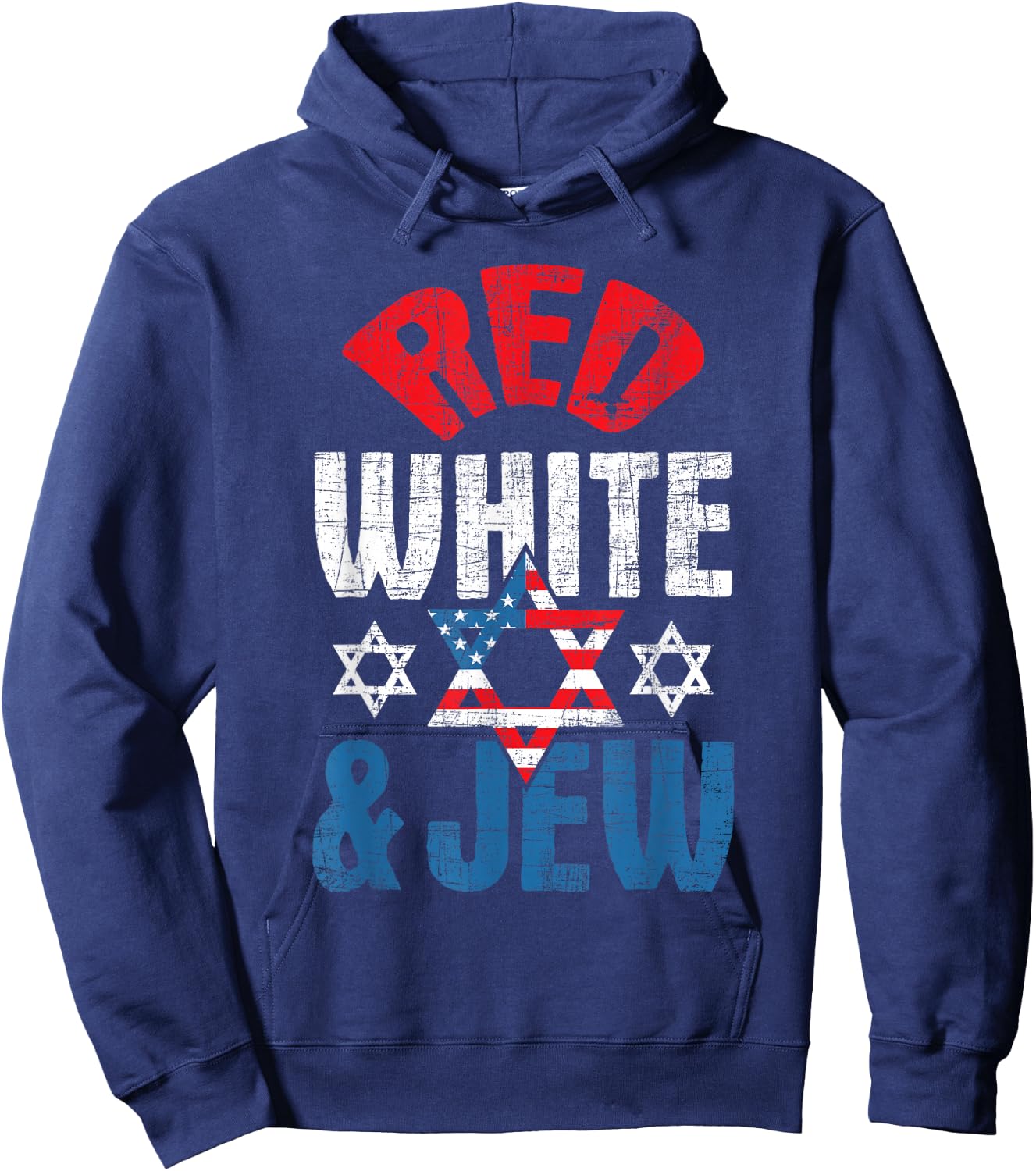 Red, White & Jew - USA American Flag Jewish Star of David Hoodie - Hoodie | Navy