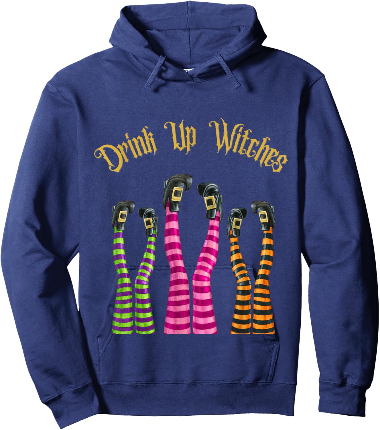 Drink Up Witches Funny Witch Legs In The Air Halloween Party Hoodie - Hoodie | Navy