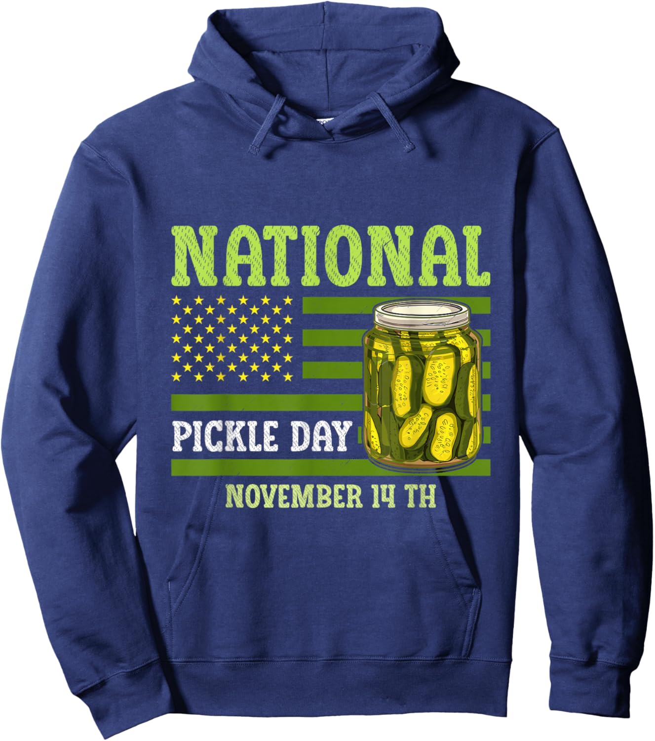 National Pickle Day America Flag Food Lover Cucumber Hoodie - Hoodie | Navy