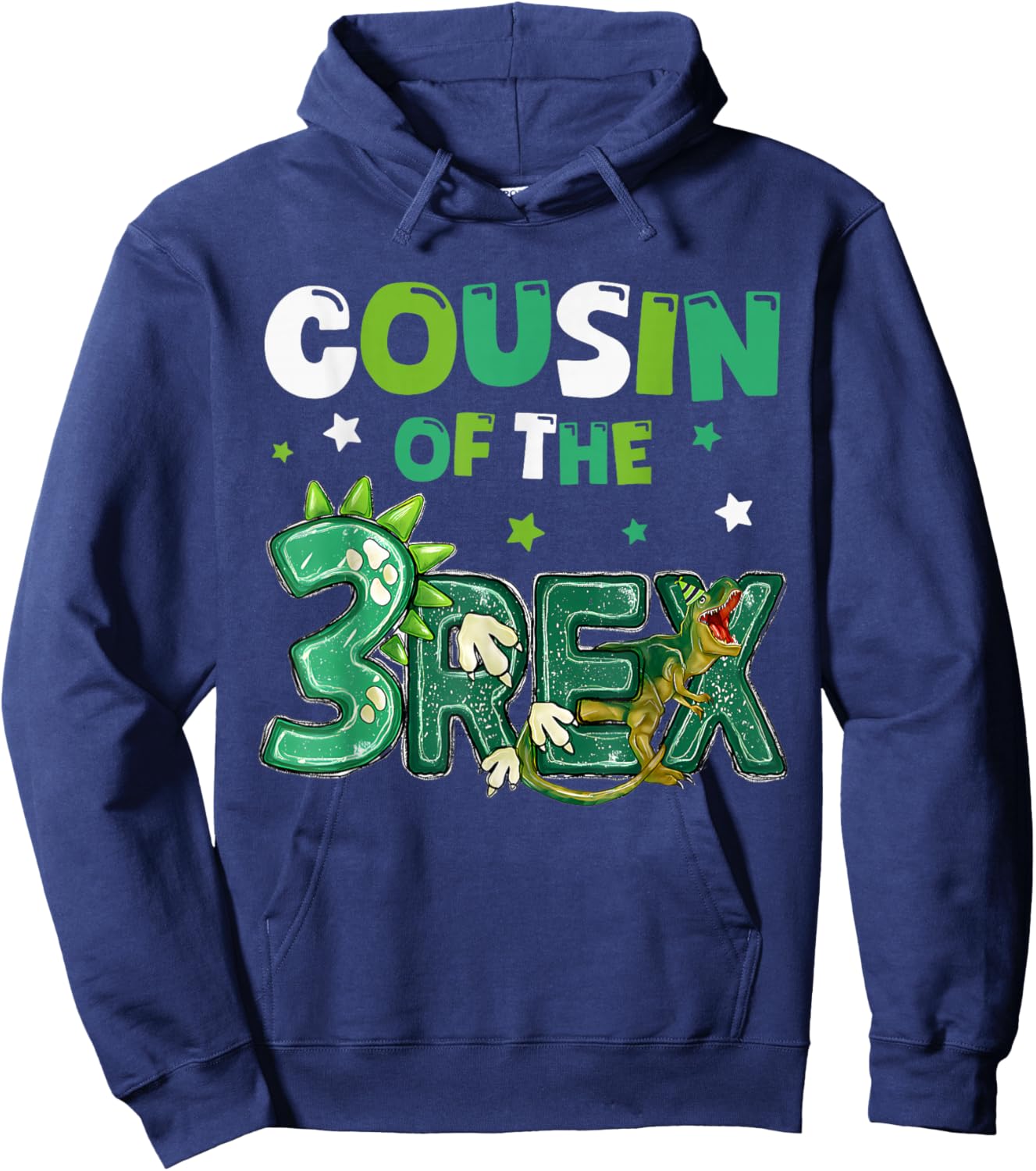 Cousin of the Three Rex Birthday Dinosaur Family Matching Hoodie - Hoodie | Navy