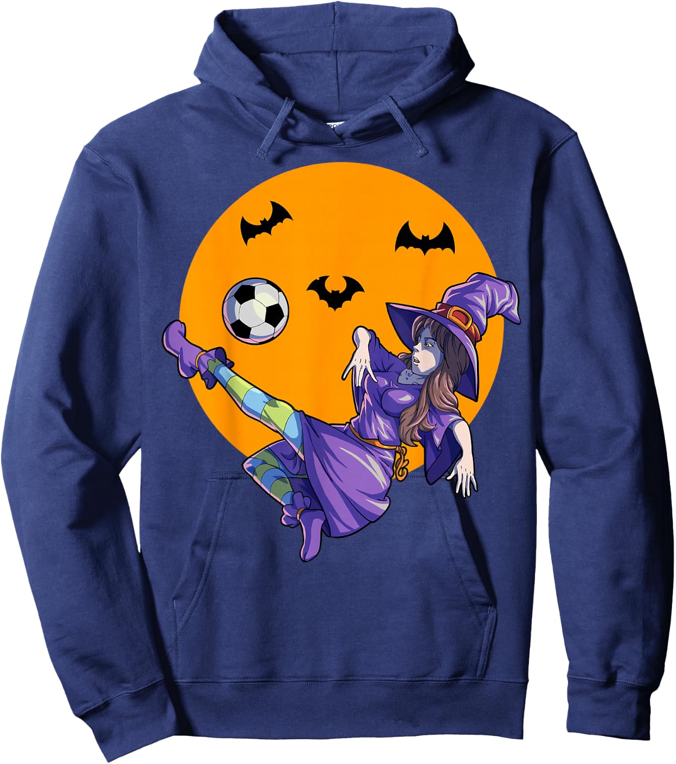 Soccer Witch Halloween Women Girls Soccer Halloween Hoodie - Hoodie | Navy