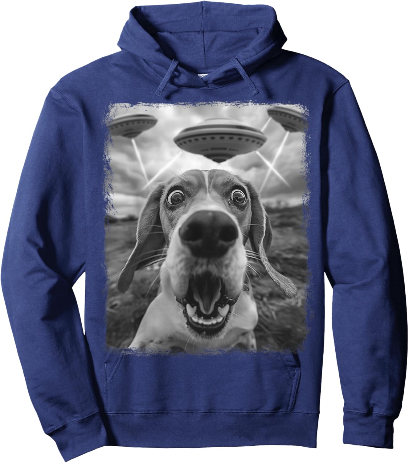 Beagle Dog UFO Alien Extraterrestrial Selfie Hoodie - Hoodie | Navy