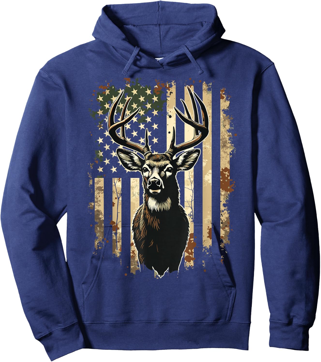 Deer Hunting American Flag Camo USA Hunter Hoodie - Hoodie | Navy