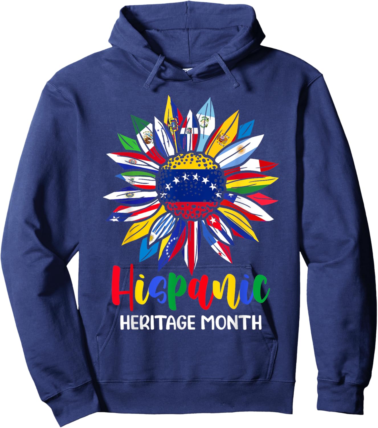 Hispanic Heritage Month Venezuela Flag Sunflower Latino Flag Hoodie - Hoodie | Navy