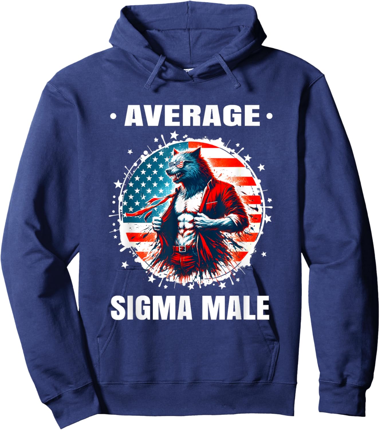 American Werewolf Sigma Shirt Funny Cringe Werewolf Brainrot Hoodie - Hoodie | Navy