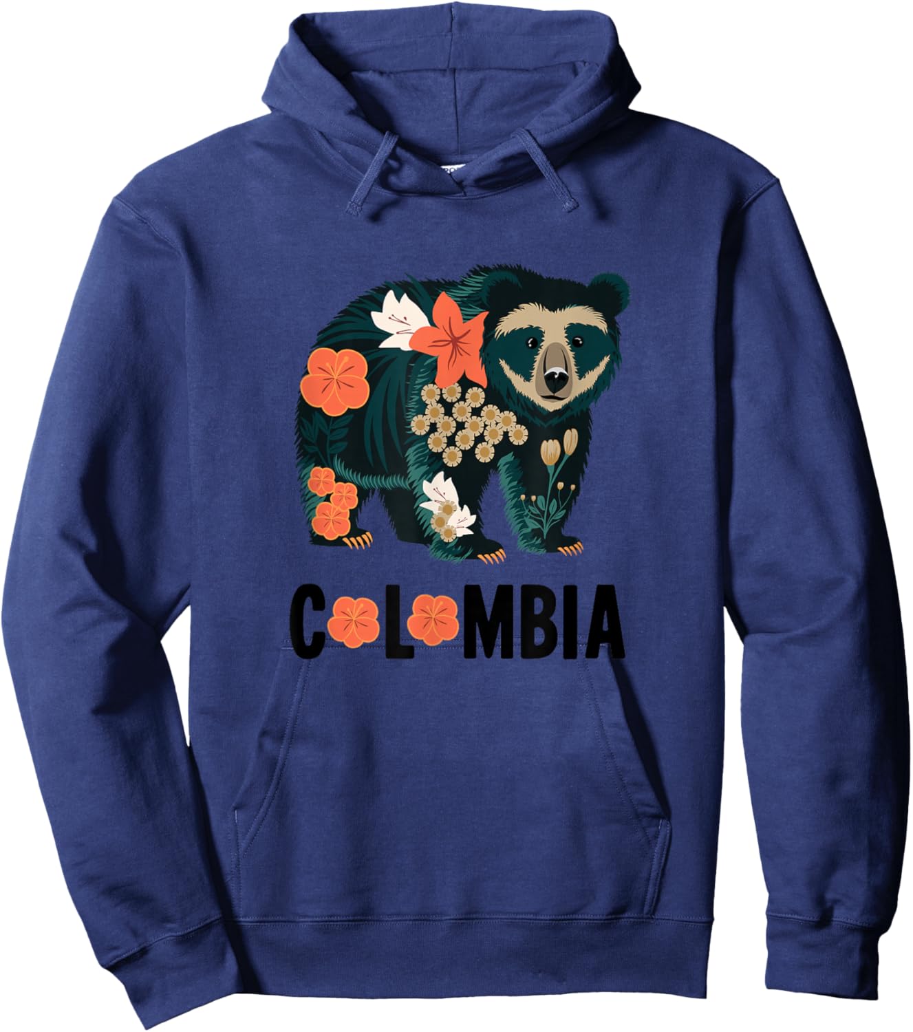 Spectacled Bear Colombia Floral Design - Colombian Nature Hoodie - Hoodie | Navy