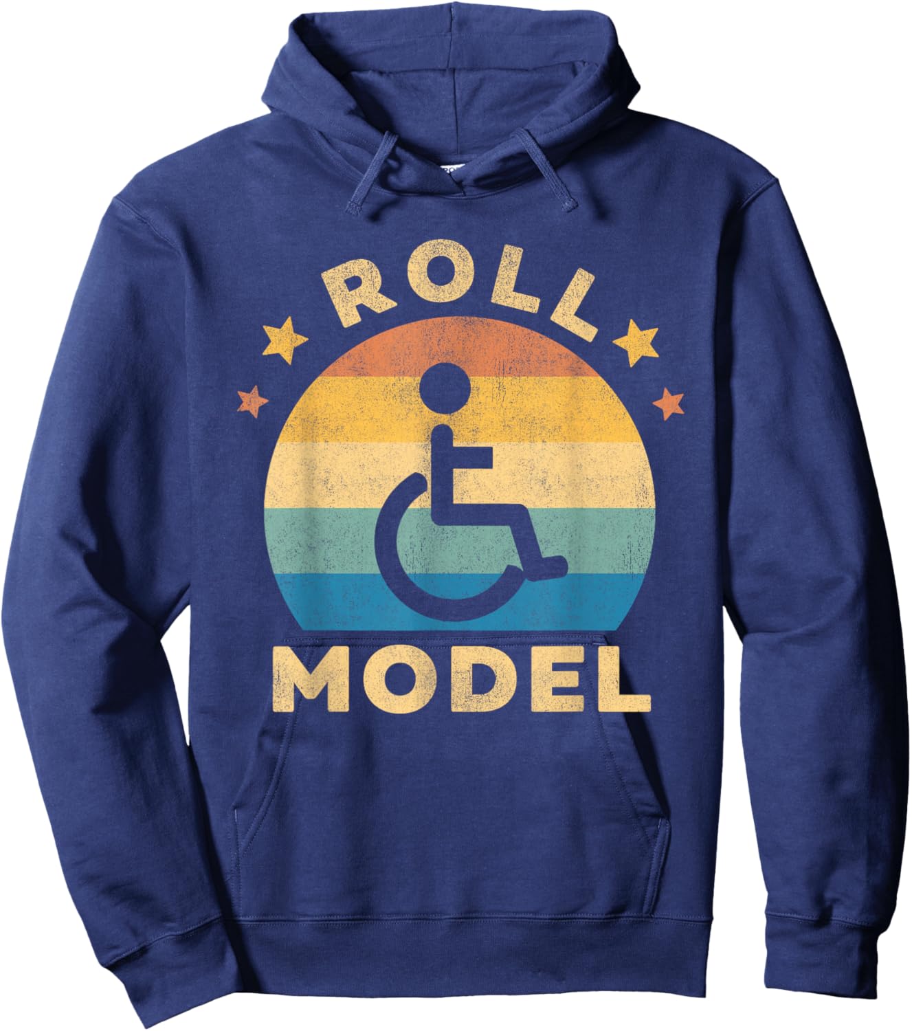 Funny Wheelchair Humor Retro Handicap Disability Roll Model Hoodie - Hoodie | Navy