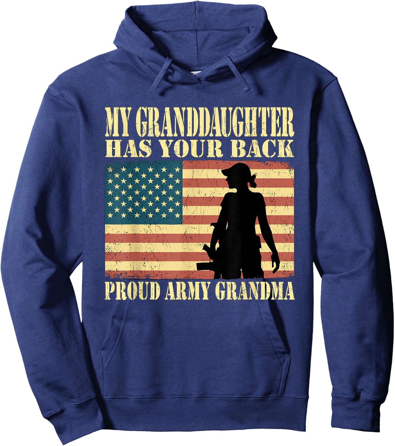 My Granddaughter Has Your Back - Proud Army Grandma Military Hoodie - Hoodie | Navy