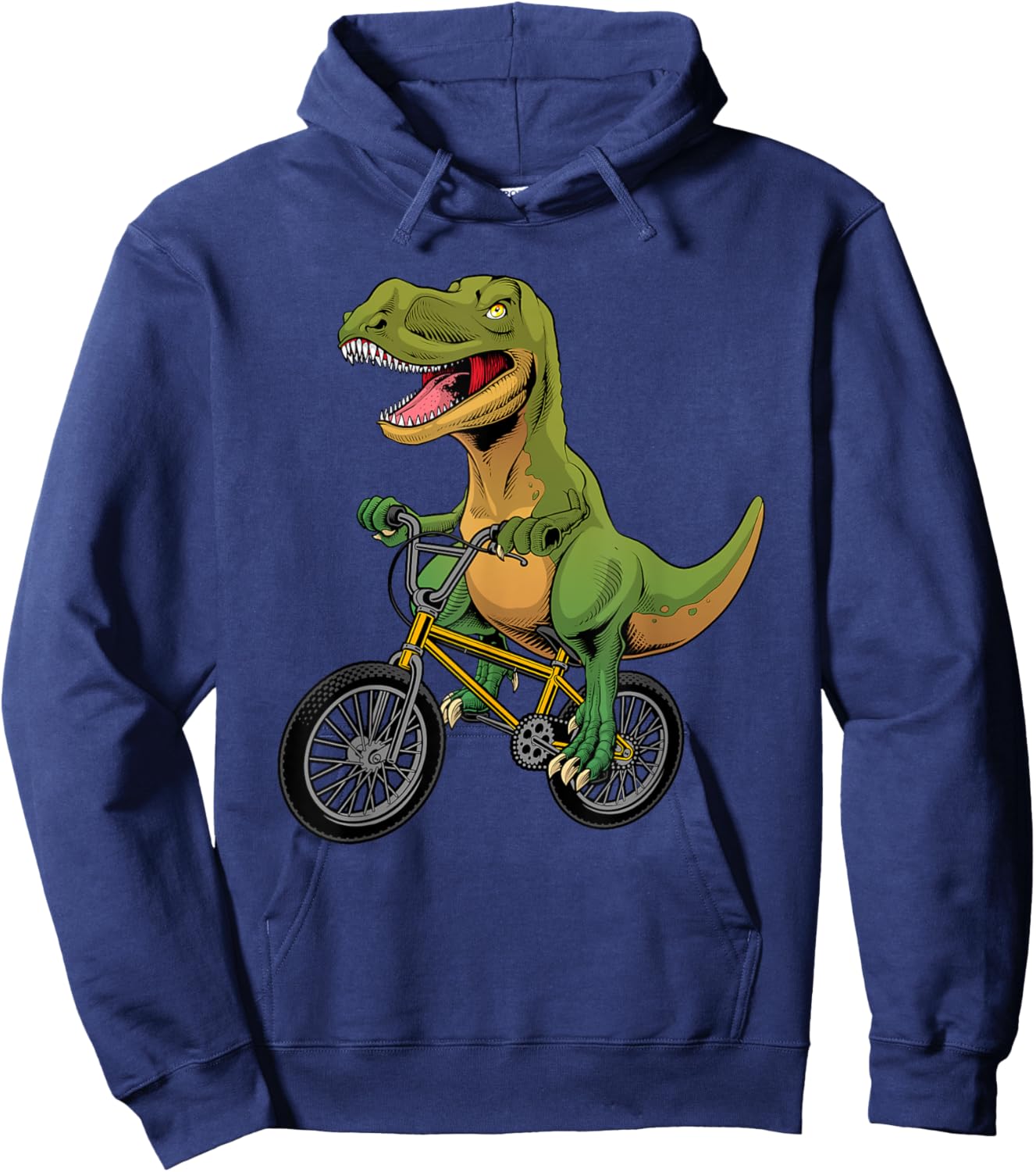 Cool BMX Boys Kids Bike Rider T Rex Dinosaur Bicycle Hoodie - Hoodie | Navy
