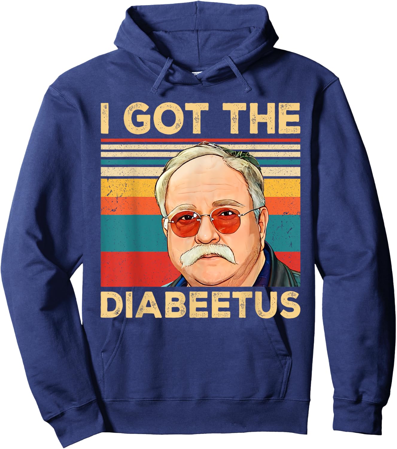 Funny Diabetes Awareness Outfits Family Matching -Adults Retro I Got The Diabeetus Funny Pancreas Diabetes Awareness Black Small Short Sleeve Hoodie - Hoodie | Navy
