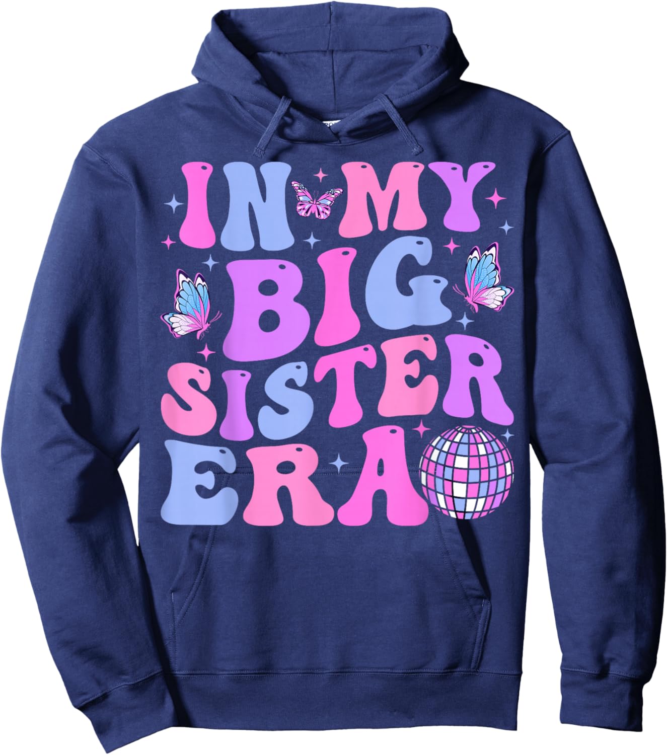 Groovy In My Big Sister Era Hoodie - Hoodie | Navy