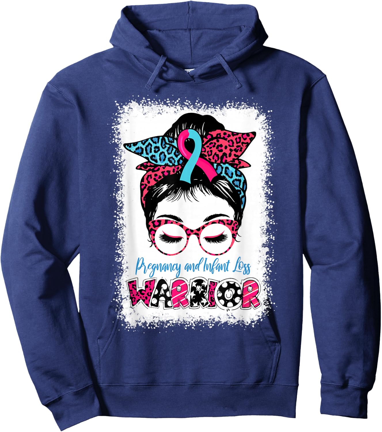 Pregnancy and Infant Loss Awareness Women Messy Bun Warrior Hoodie - Hoodie | Navy