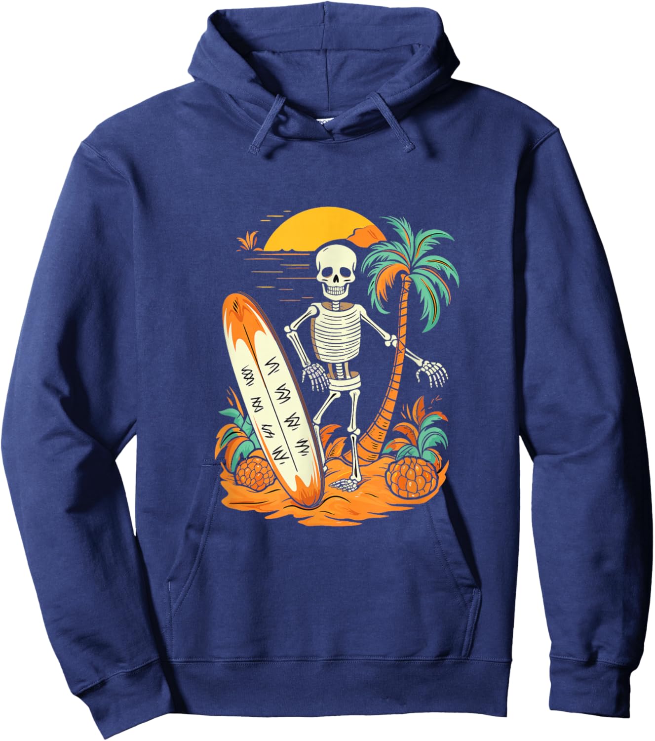 Skeleton Surfing Halloween Hawaii Hawaiian Men Women Surfer Hoodie - Hoodie | Navy