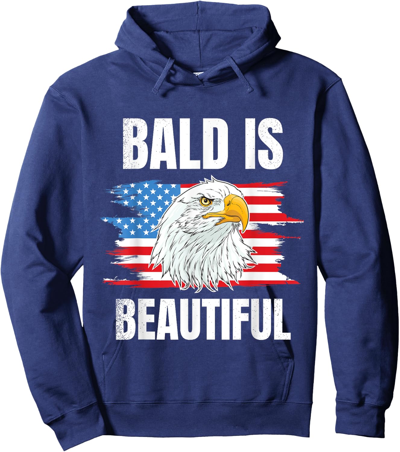 Bald Is Beautiful 4th of Bald Eagle American Flag USA Gift Hoodie - Hoodie | Navy