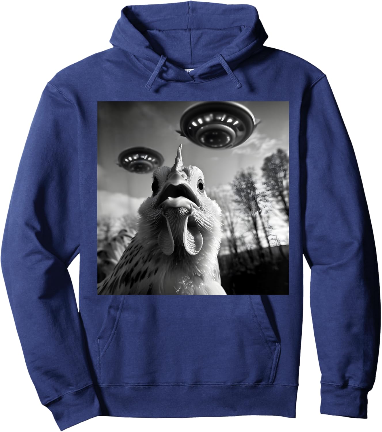 Chicken Alien UFO Funny Women Hoodie - Hoodie | Navy