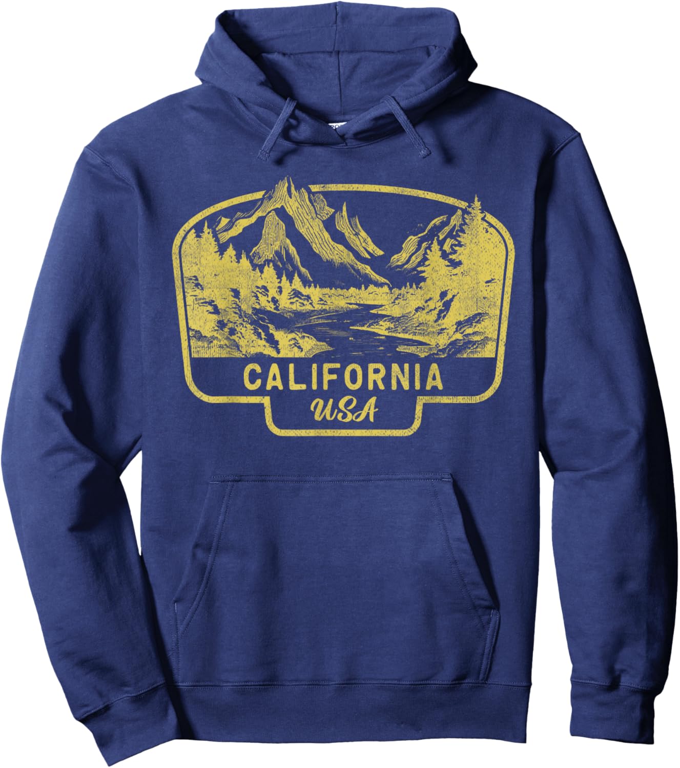 California Mountains USA Hiking Outdoors Vintage Hoodie - Hoodie | Navy