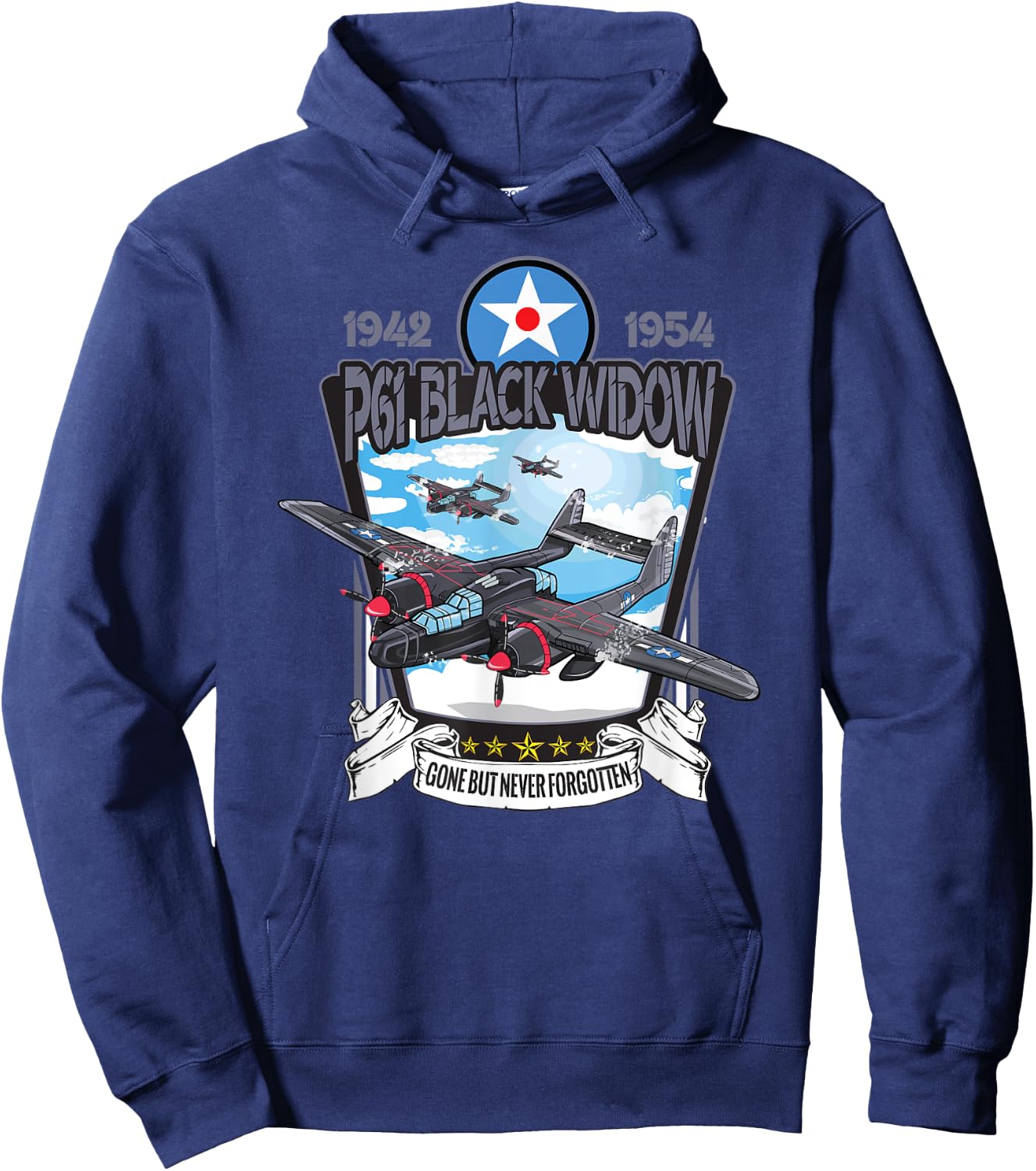 World War 2 P61 Black Widow Fighter Airplane Hoodie - Hoodie | Navy