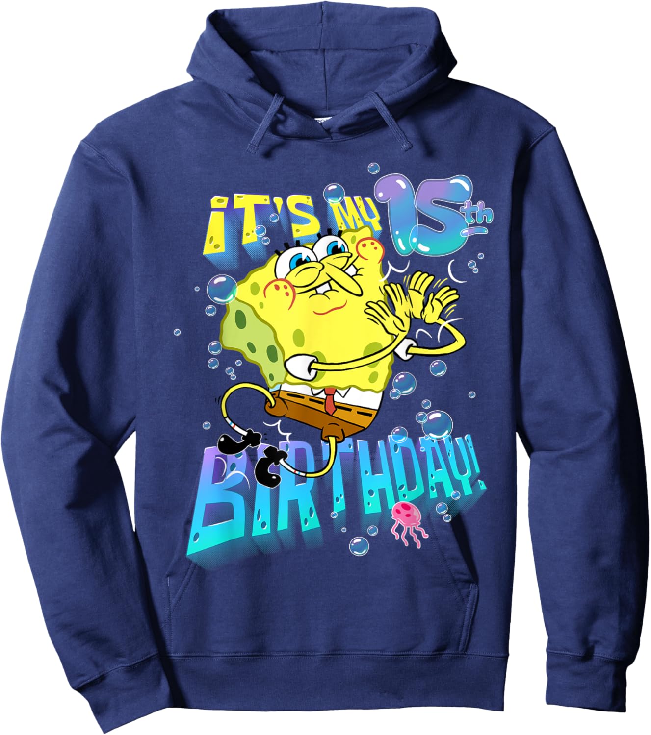 Spongebob It's My 15th Birthday Boy Girl Teen BDay Spongebob Hoodie - Hoodie | Navy