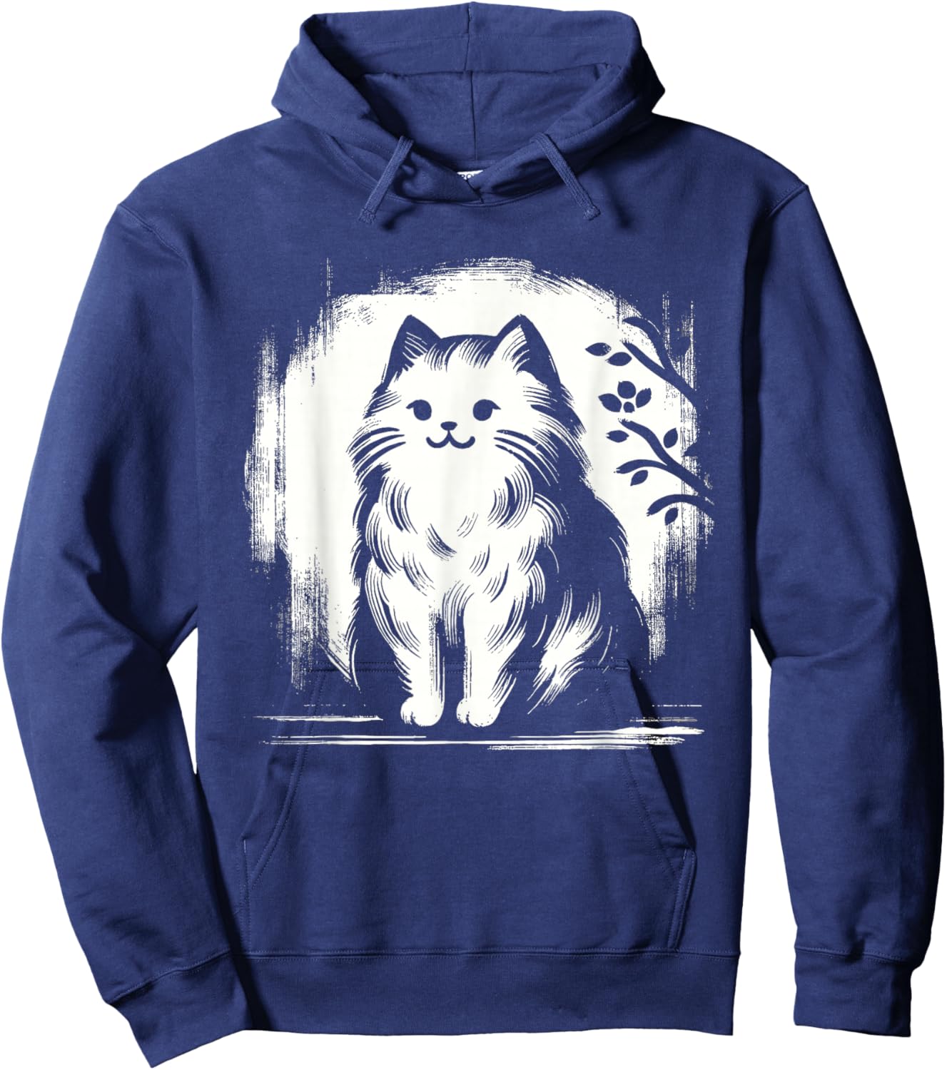 Kawaii Cat Anime Japanese Retro Men Women Kids Funny Cat Hoodie - Hoodie | Navy