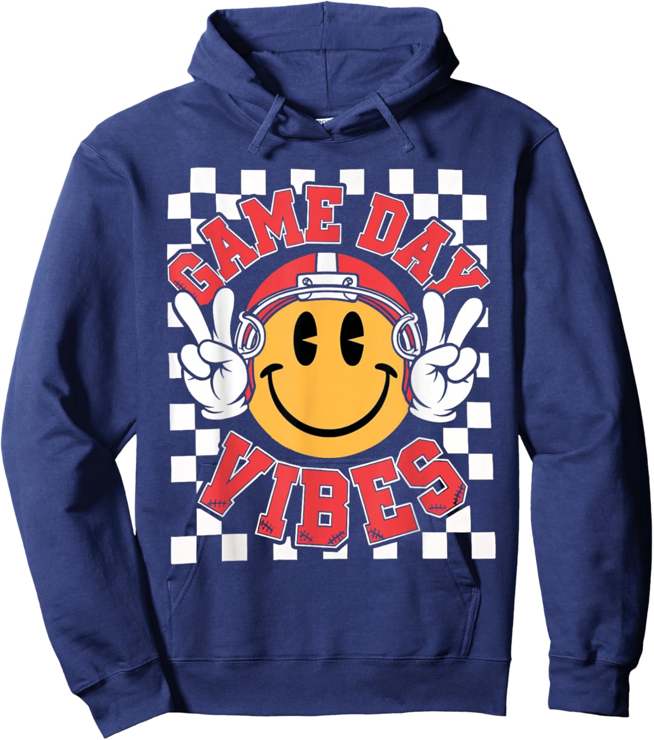 Funny Football Face American Football Game Day Vibes Sport Hoodie - Hoodie | Navy