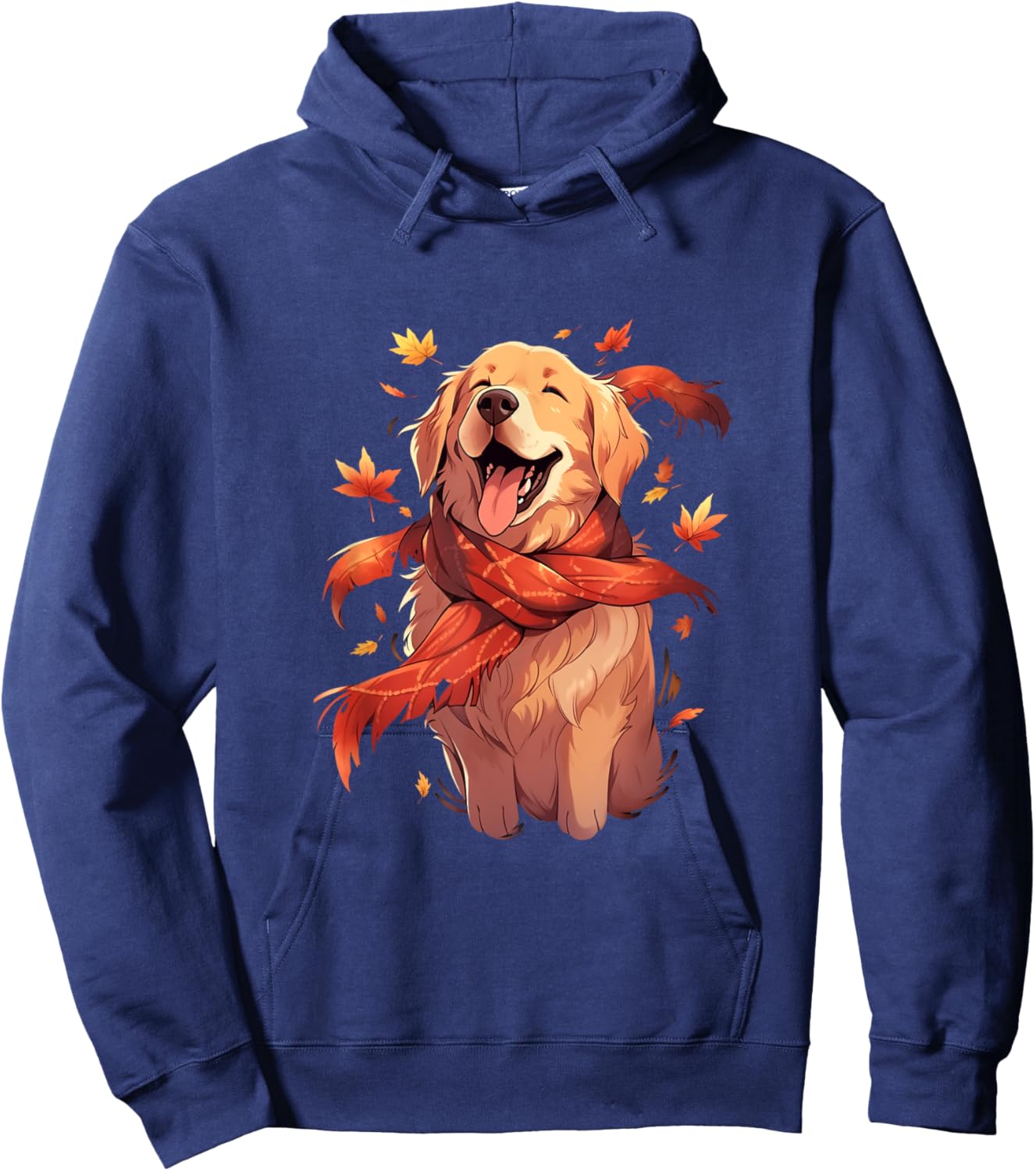 Golden Retriever Autumn Dog Autumn Leaves Thanksgiving Hoodie - Hoodie | Navy