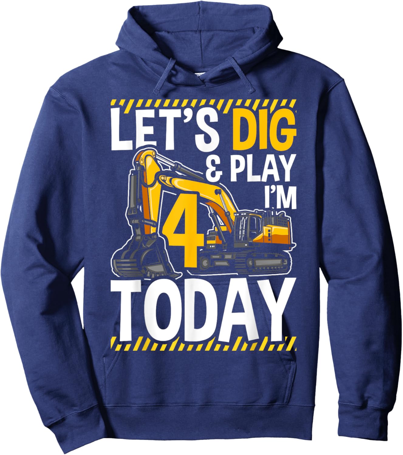 Birthday Boy 4 Construction 4th Birthday Excavator Birthday Hoodie - Hoodie | Navy