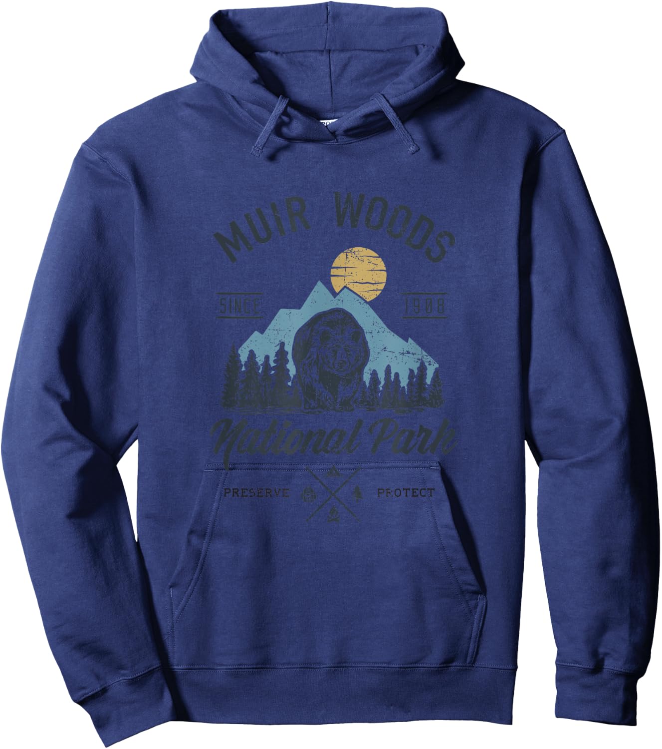 Vintage Muir Woods National Park Hiking Camping Shirt Hoodie - Hoodie | Navy