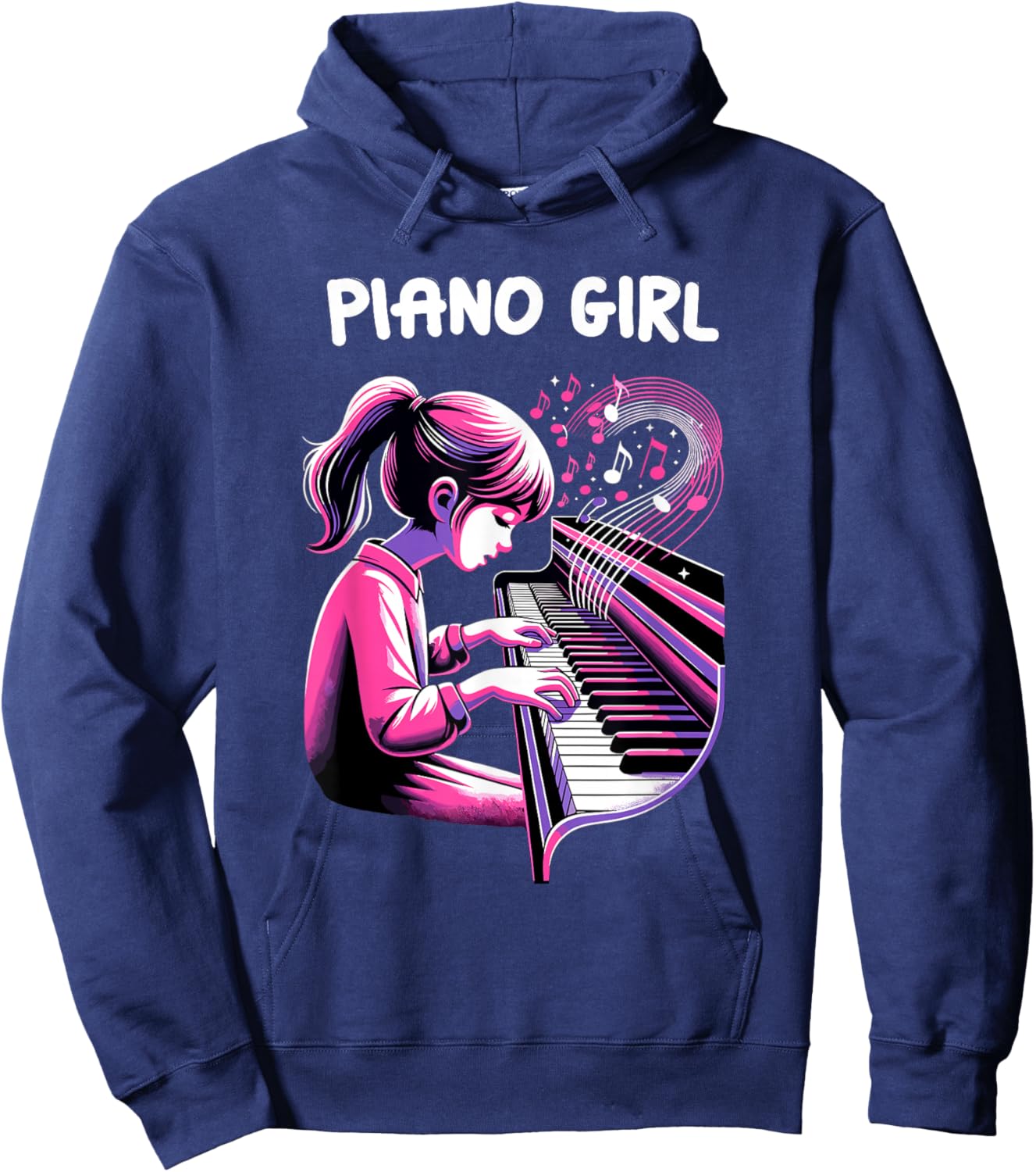 Cute Piano Girl Pianist Keyboard Musician Classical Music Hoodie - Hoodie | Navy