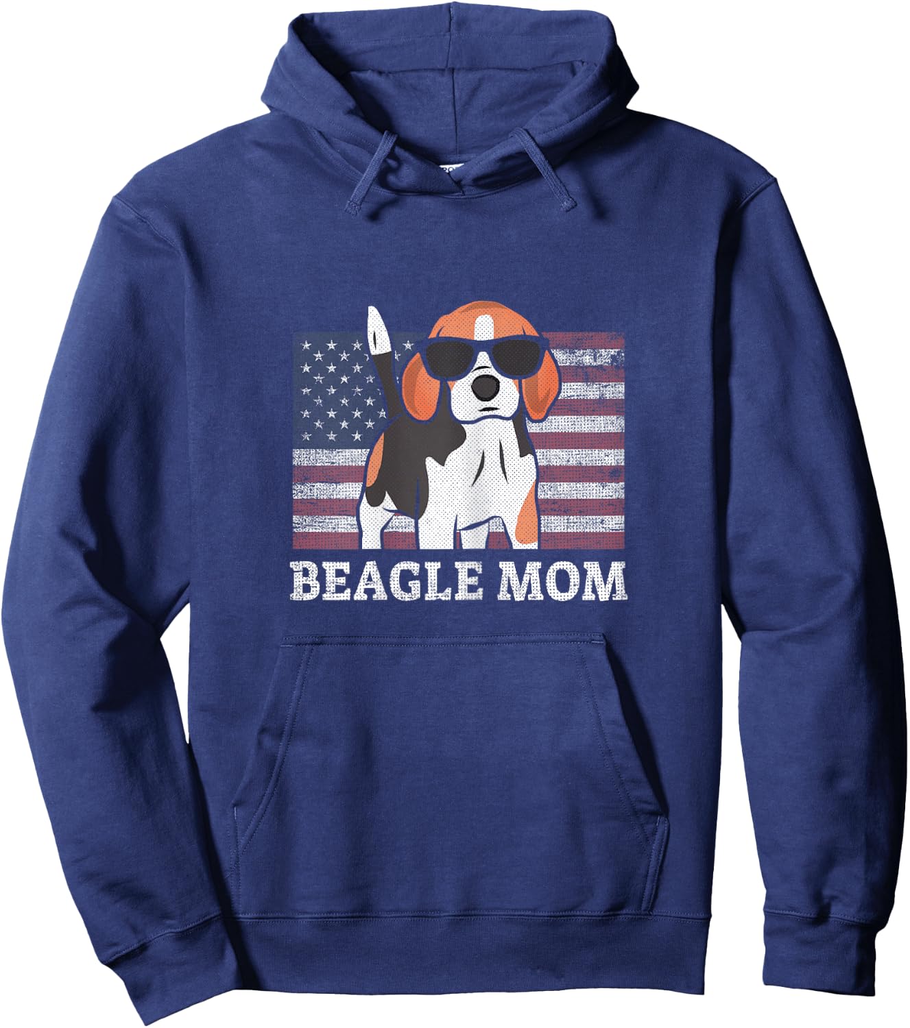 Beagle Mom American Flag 4th of July Patriotic USA Design Women Hoodie - Hoodie | Navy