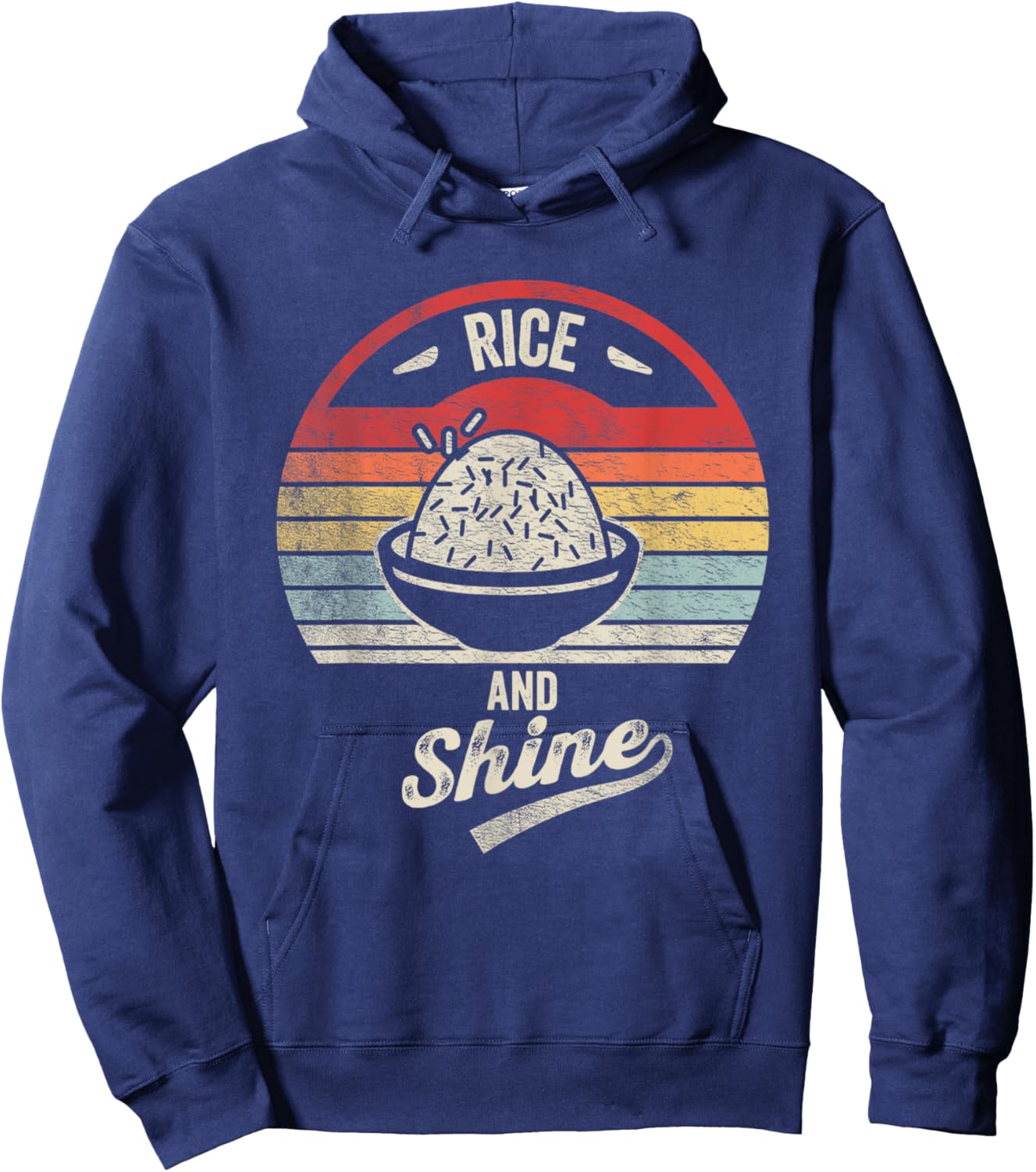 Retro Vintage Rice And Shine Sun Asian Foodie Rice Cooker Hoodie - Hoodie | Navy
