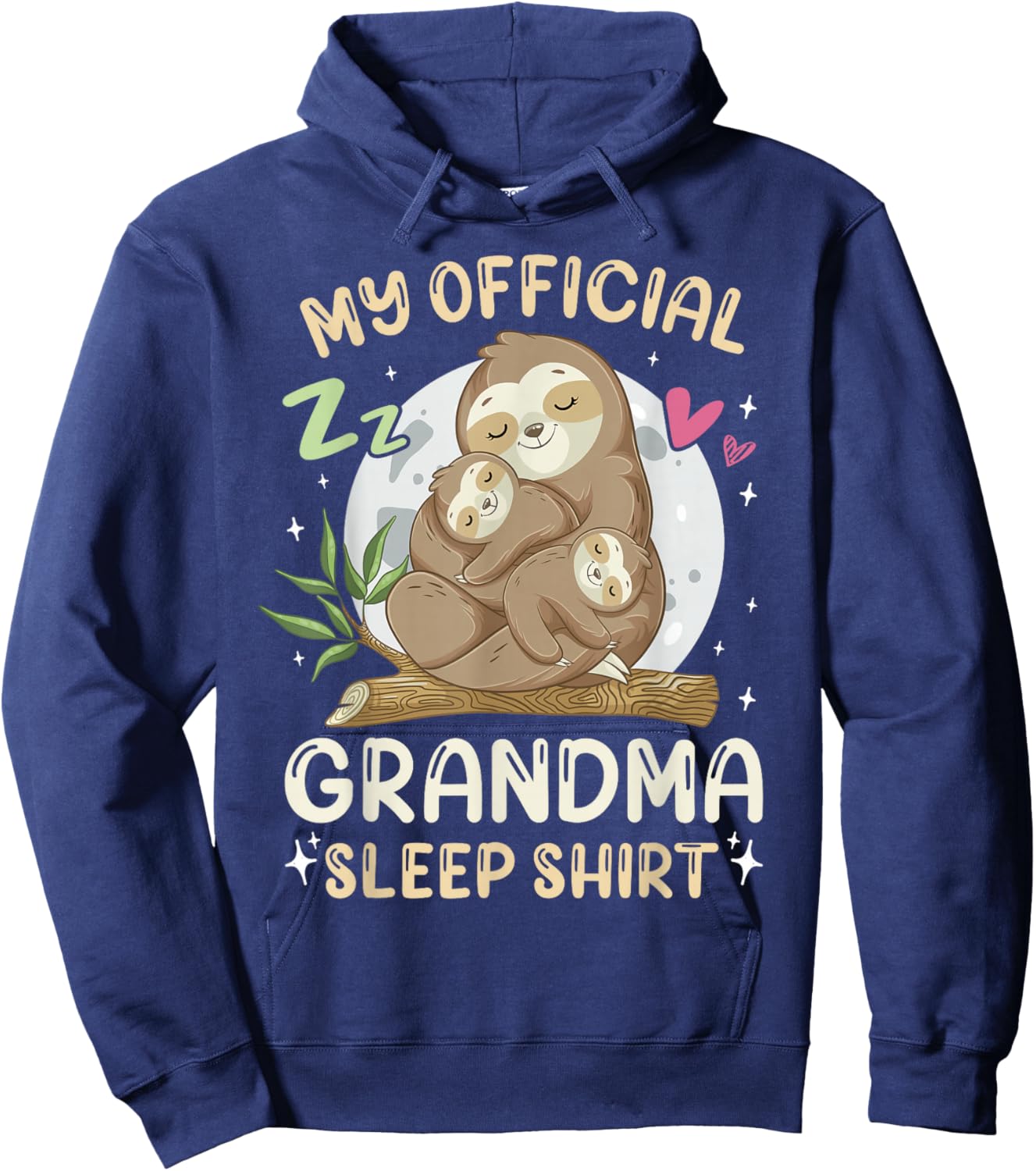 Official Grandma Sleep Shirt, Mother's Day Sloths Family Hoodie - Hoodie | Navy