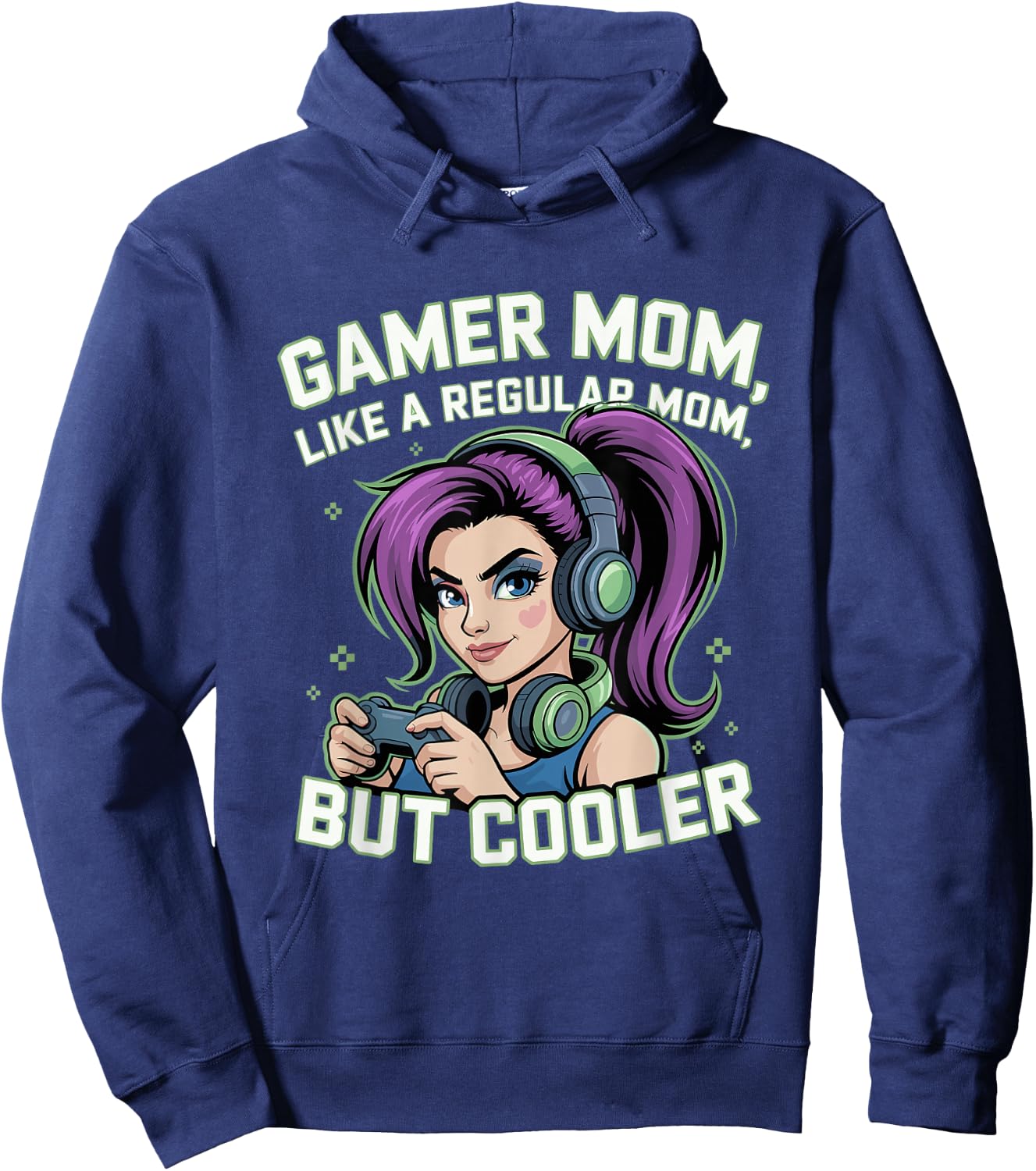 Gaming Mom Gift Mothers Day Cute Purple Hair Gamer Girls Hoodie - Hoodie | Navy