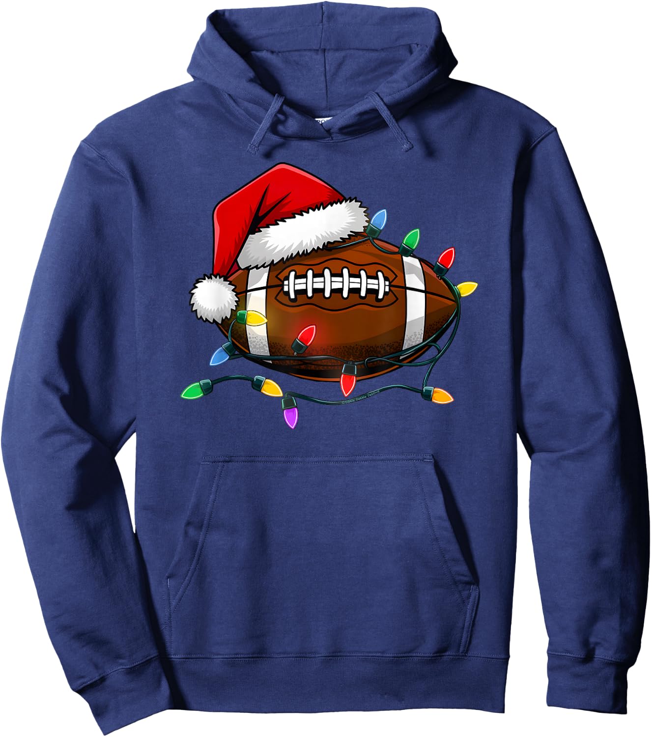 Christmas Football with Santa Hat Christmas Football Player Hoodie - Hoodie | Navy