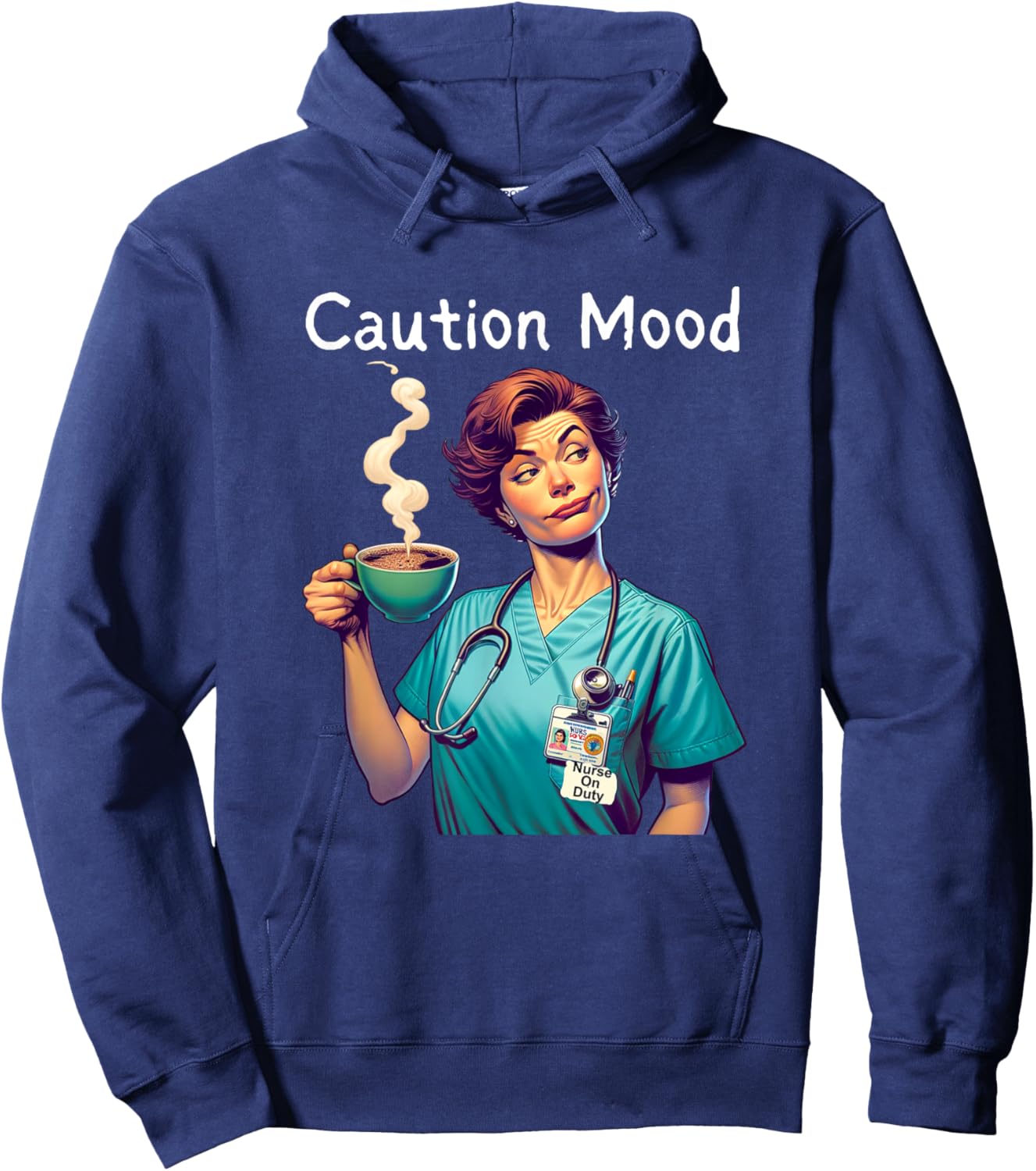 Caution Mood Coffee Lovers Funny Nurse Hoodie - Hoodie | Navy