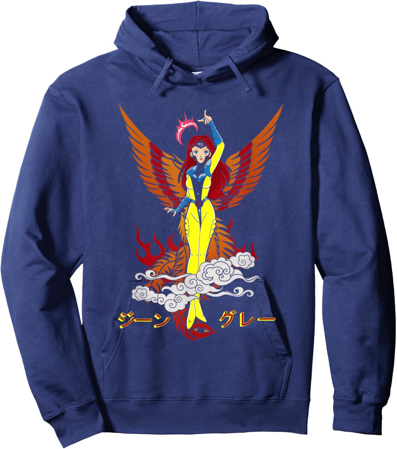 Marvel X-Men Manga Style Jean Grey Phoenix Retro Portrait Hoodie - Hoodie | Navy