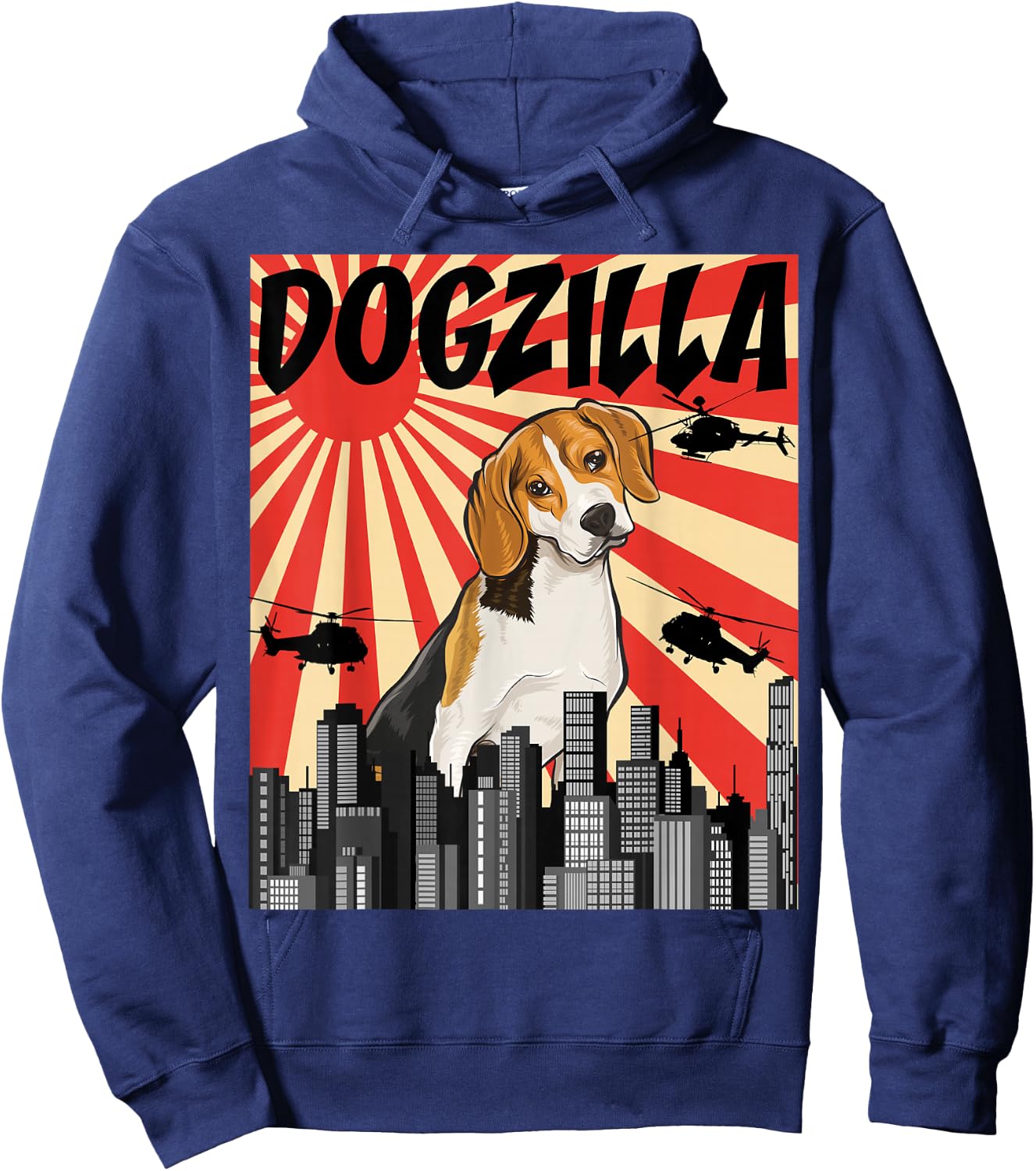 Funny Retro Japanese Dogzilla Beagle Hoodie - Hoodie | Navy