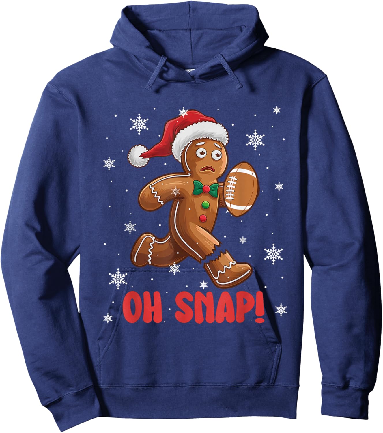 Oh Snap Gingerbread Man American Football Christmas Hoodie - Hoodie | Navy