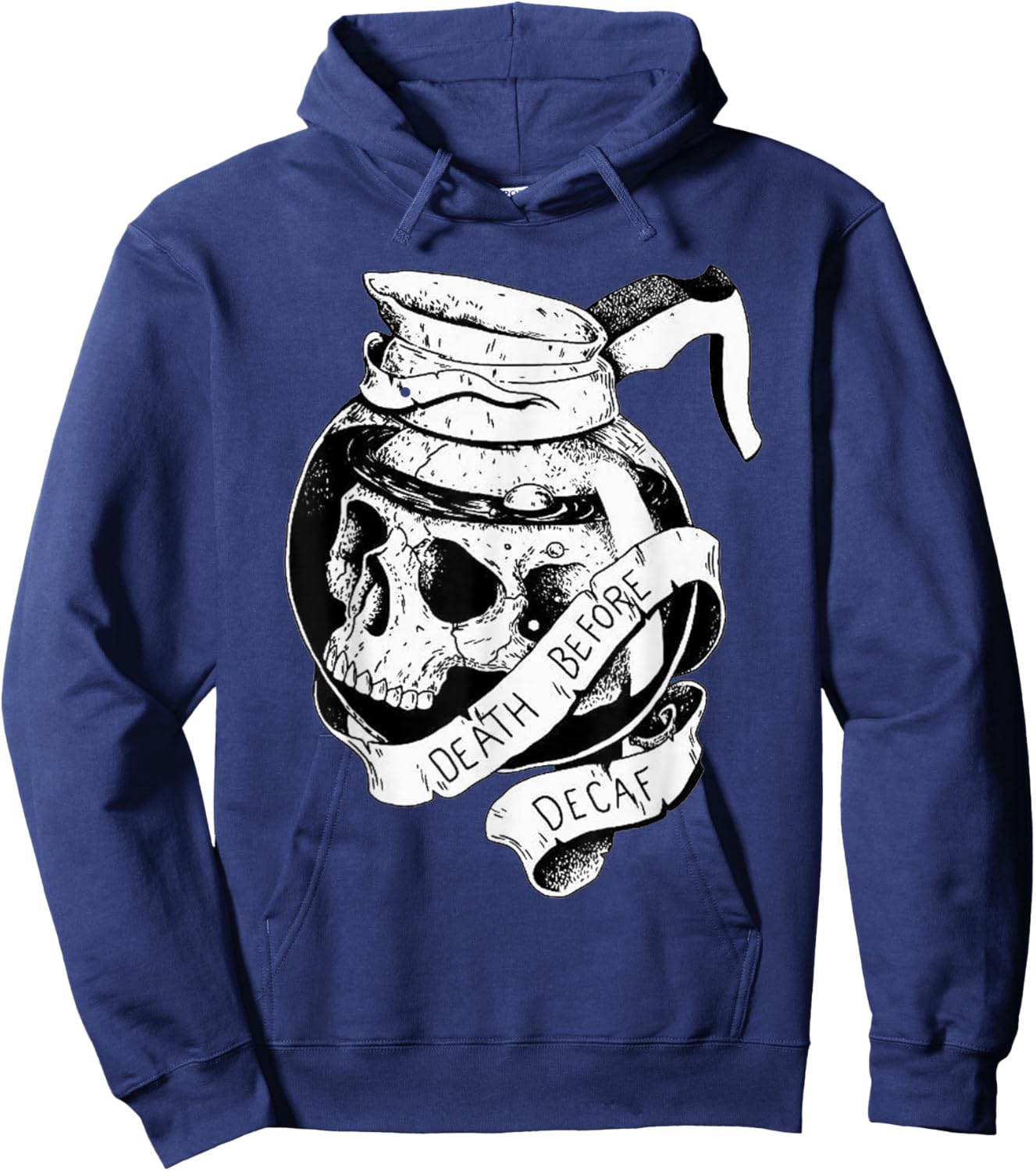 Death before Decaf Coffee Lover Blackwork Hoodie - Hoodie | Navy