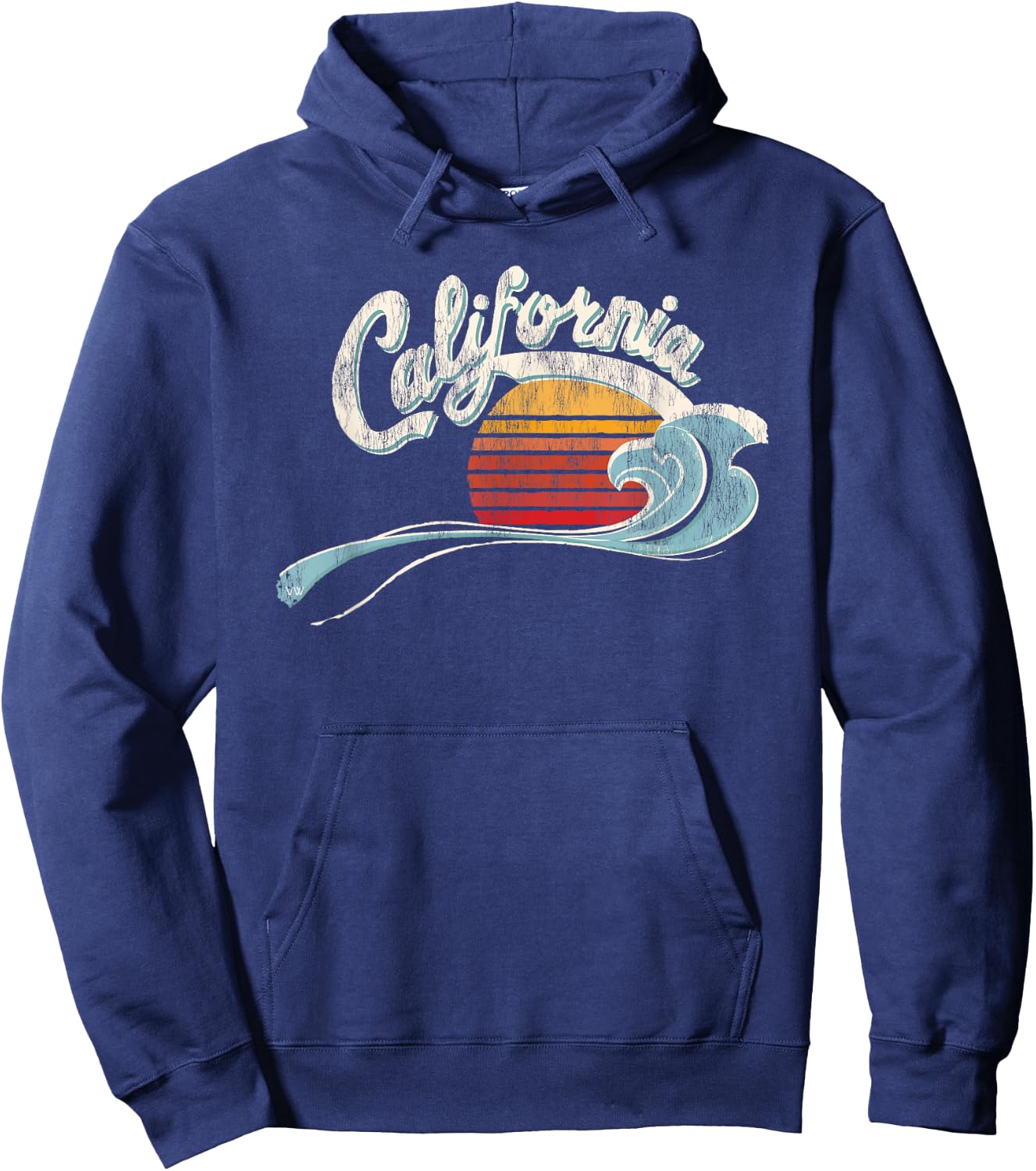Vintage Surfer - 70's Graphic Sunset - California Hoodie - Hoodie | Navy