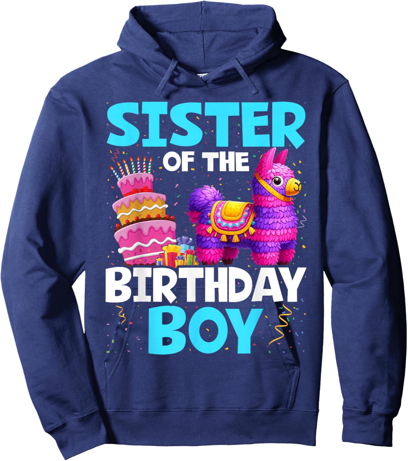 Sister Of The Birthday Boy Llama Family Party Decorations Hoodie - Hoodie | Navy