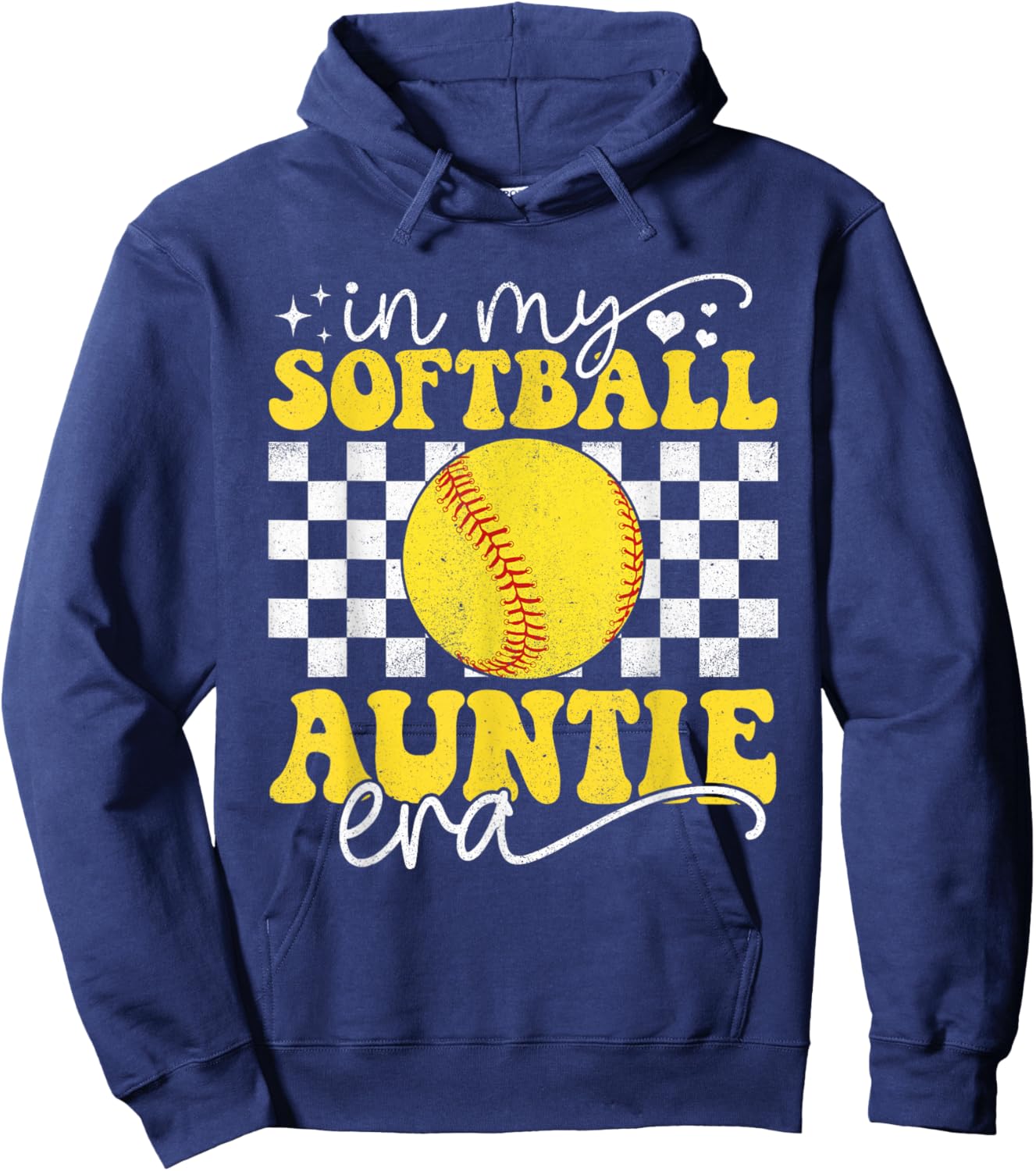 In My Softball Auntie Era Groovy Retro Proud Softball Auntie Hoodie - Hoodie | Navy