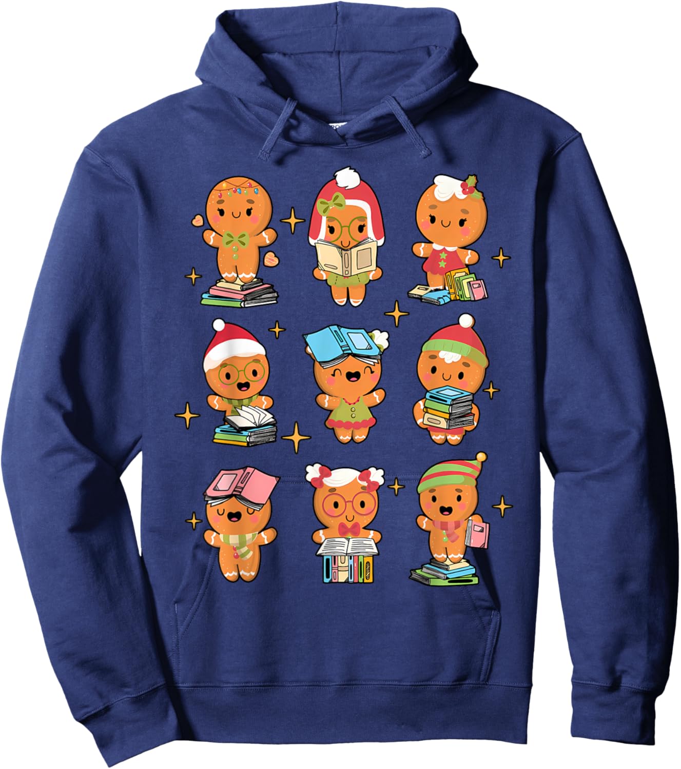 Teacher Christmas Reading Book Gingerbread Man Book Lovers Hoodie - Hoodie | Navy