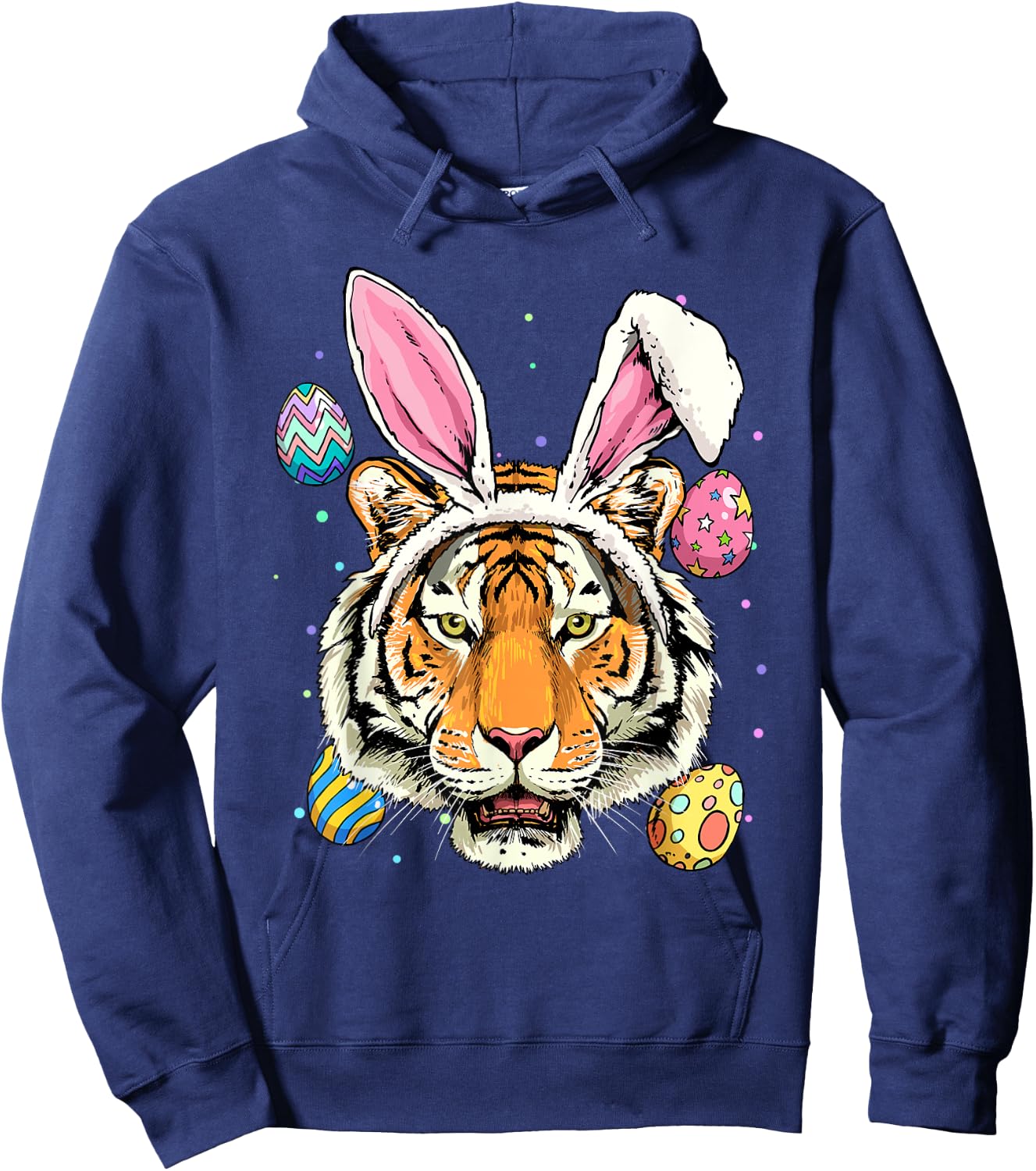 Easter Bunny Tiger Shirt Easter Egg Animal Face Tiger Lover Hoodie - Hoodie | Navy