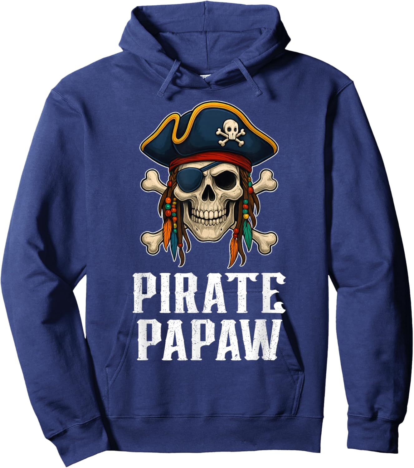 Funny Skull Pirate Papaw Jolly Roger Crossbones Flag Hoodie - Hoodie | Navy