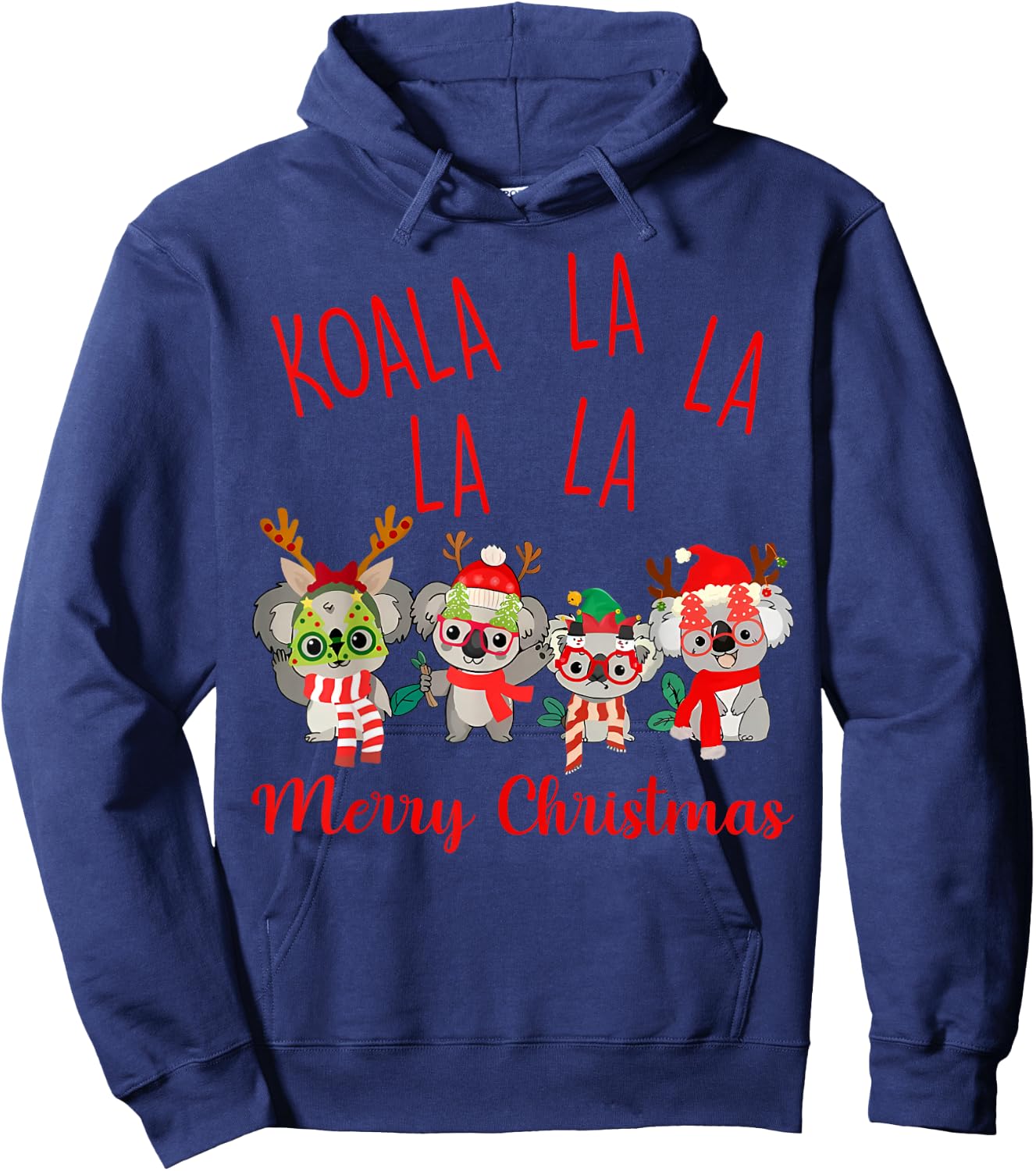Koala La La La Cute Xmas Pun Funny Australian Christmas Hoodie - Hoodie | Navy